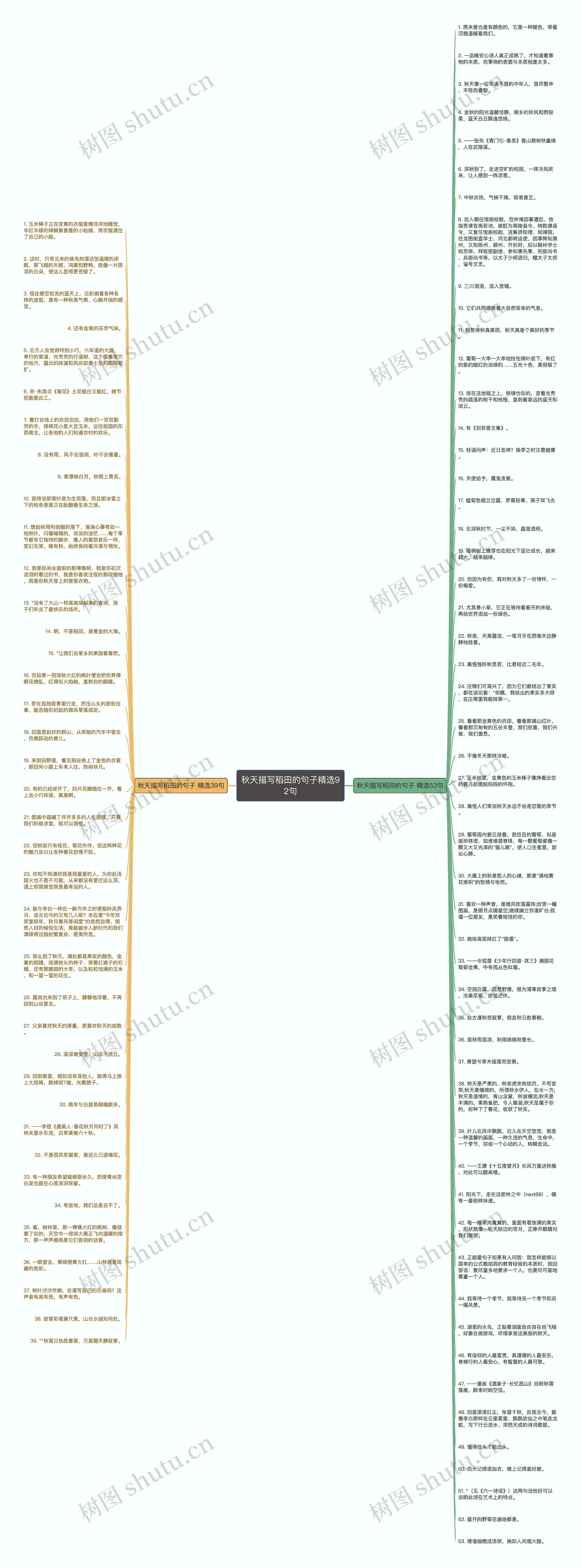 秋天描写稻田的句子精选92句思维导图