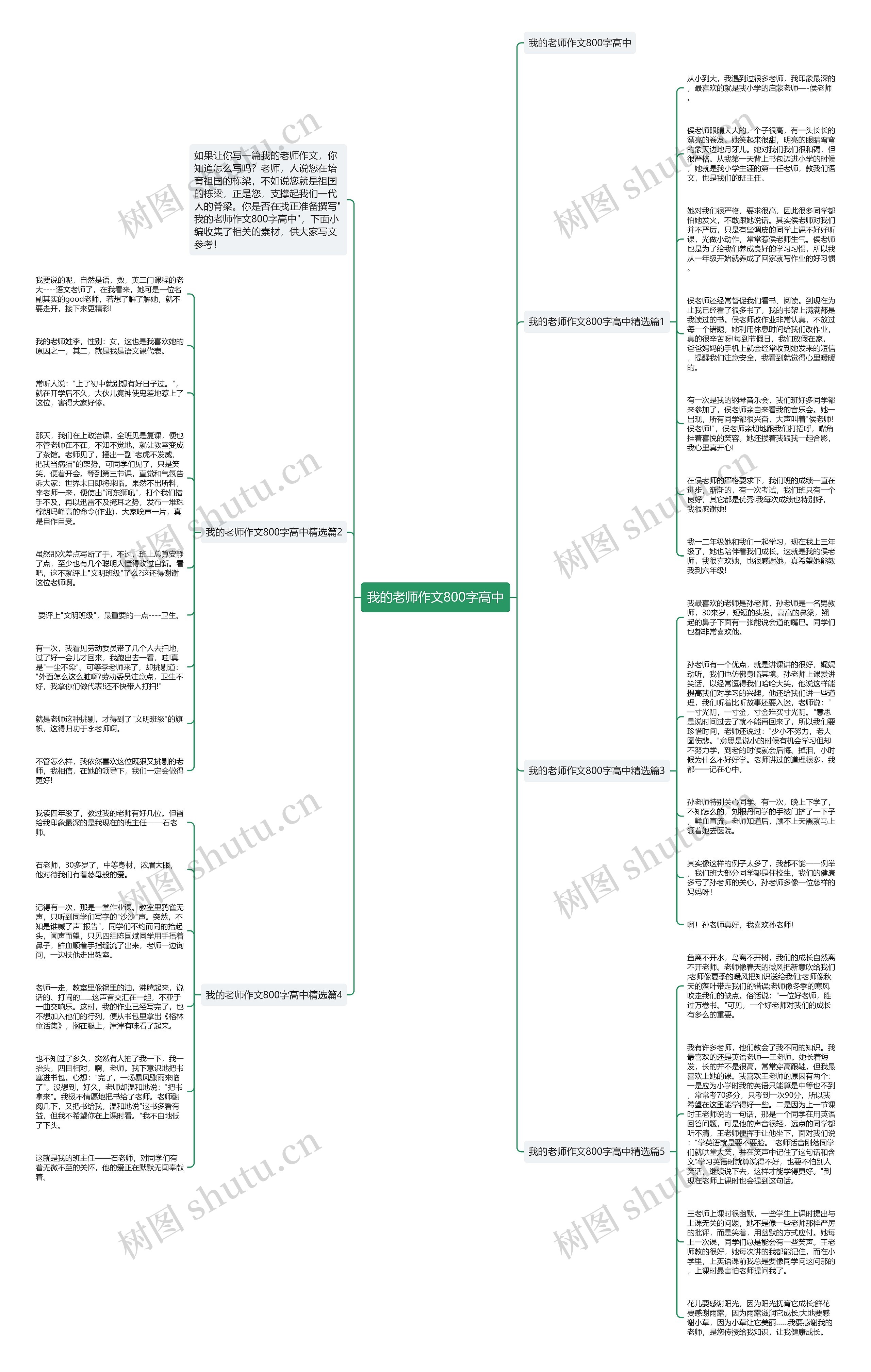 我的老师作文800字高中思维导图