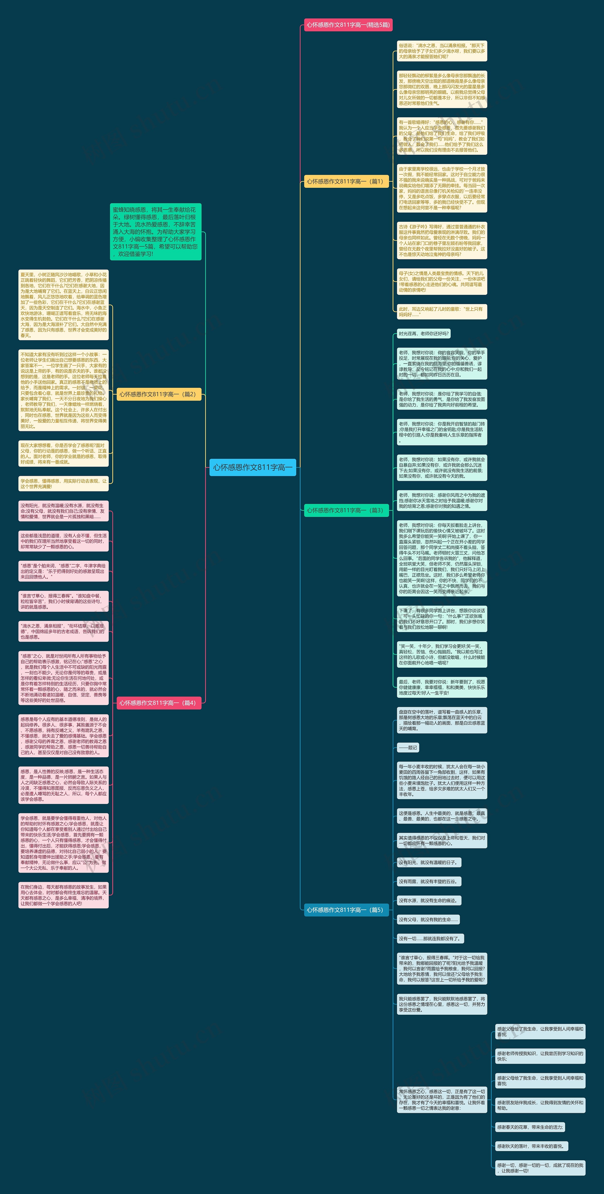 心怀感恩作文811字高一思维导图