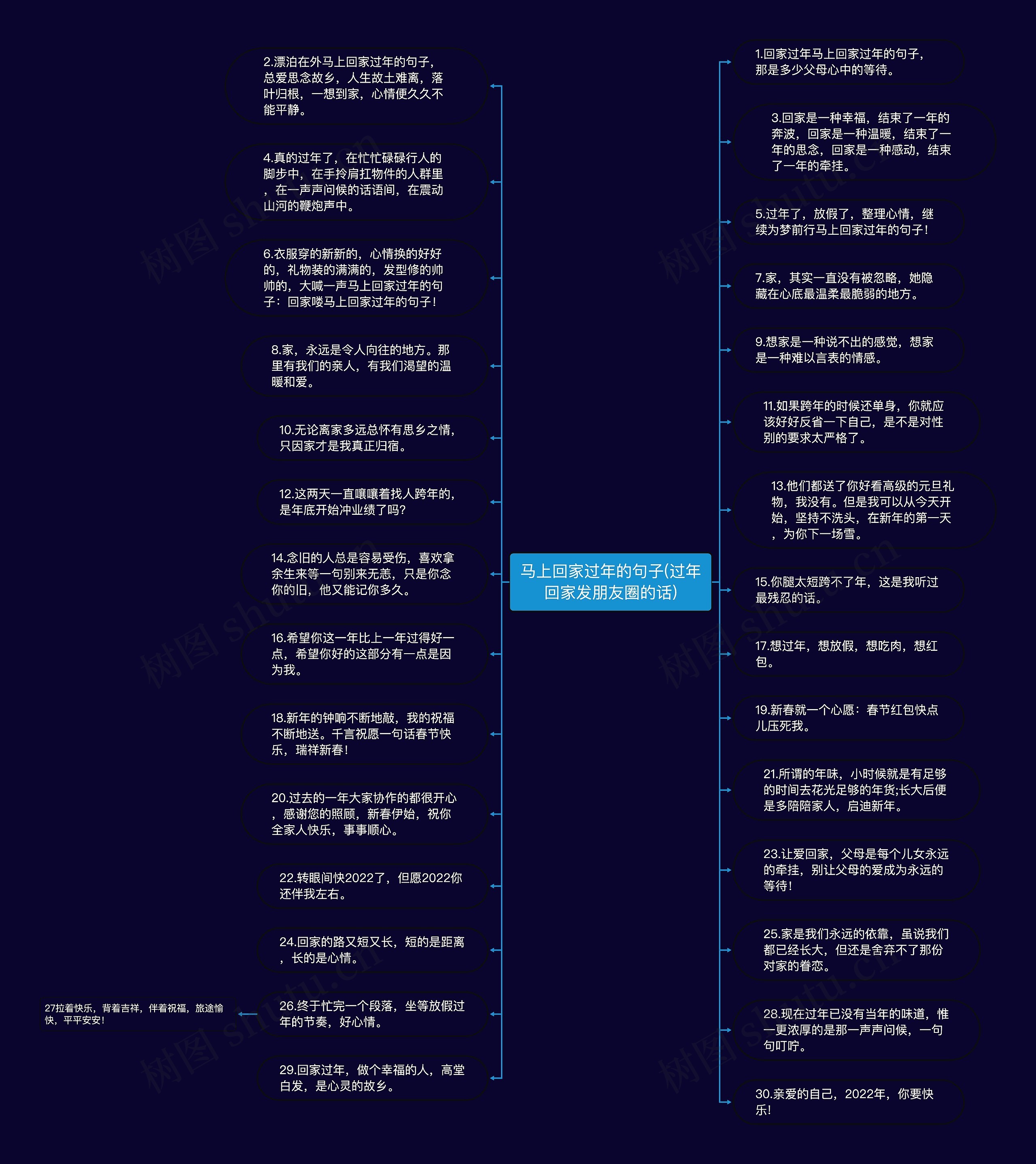 马上回家过年的句子(过年回家发朋友圈的话)思维导图