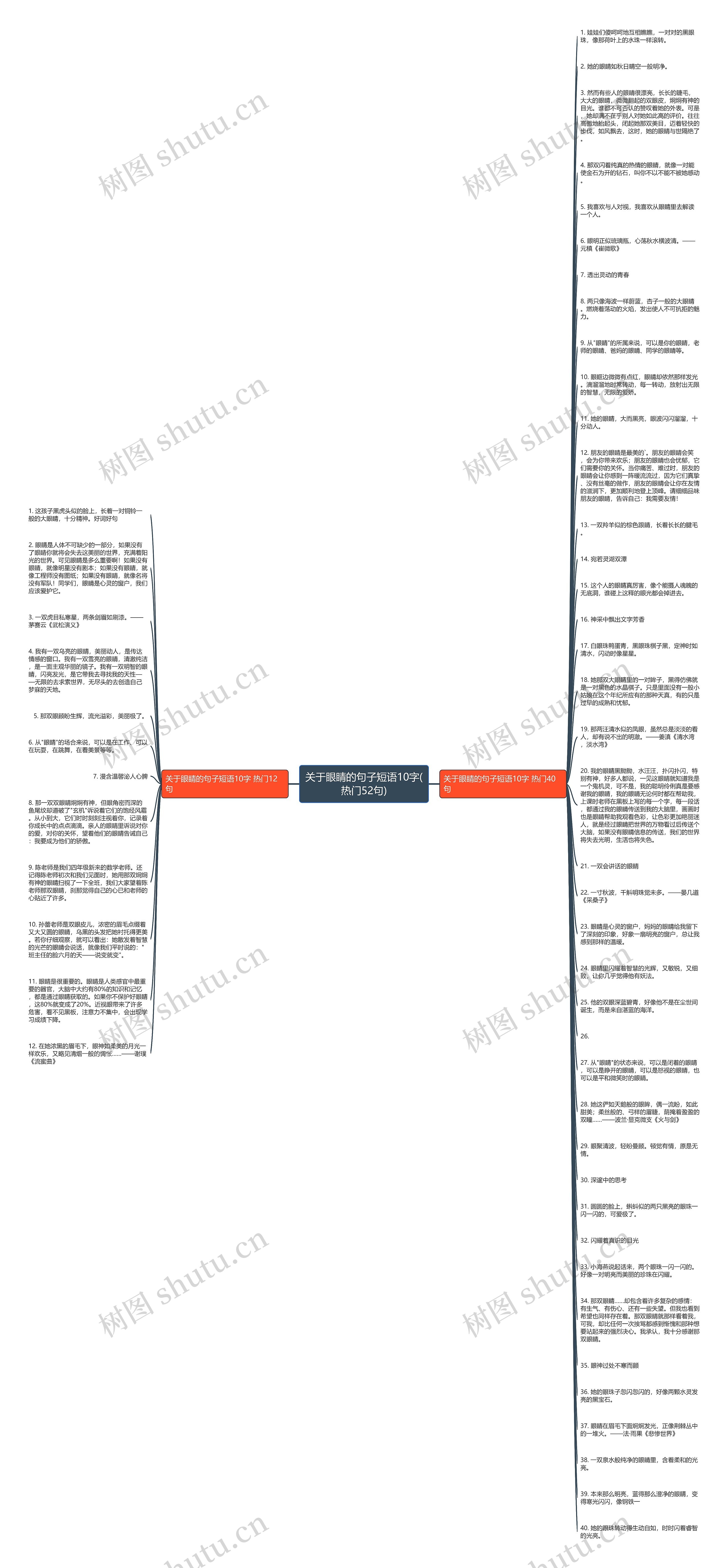 关于眼睛的句子短语10字(热门52句)思维导图
