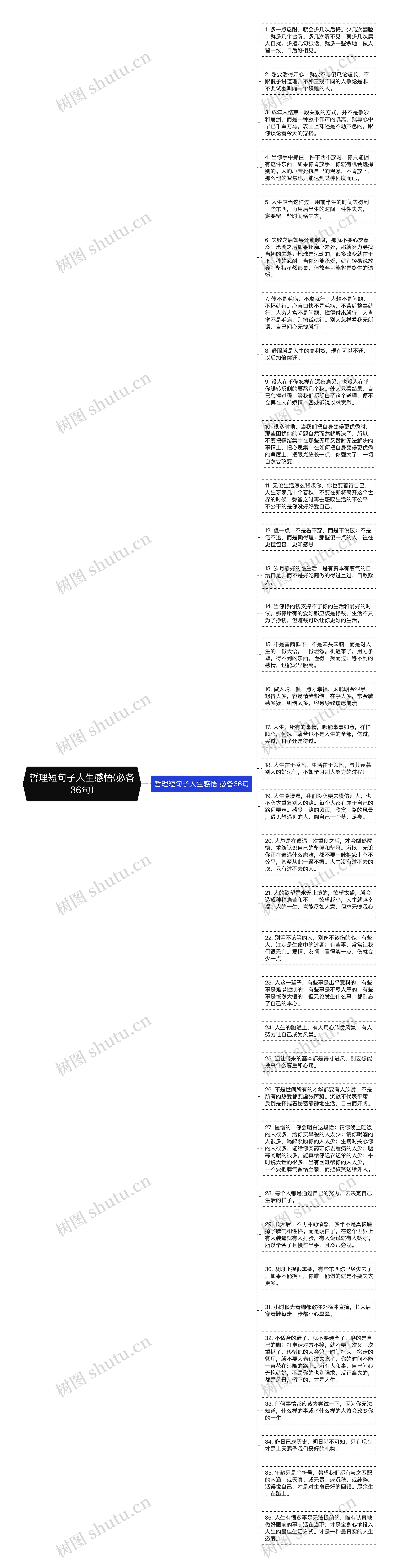 哲理短句子人生感悟(必备36句)思维导图