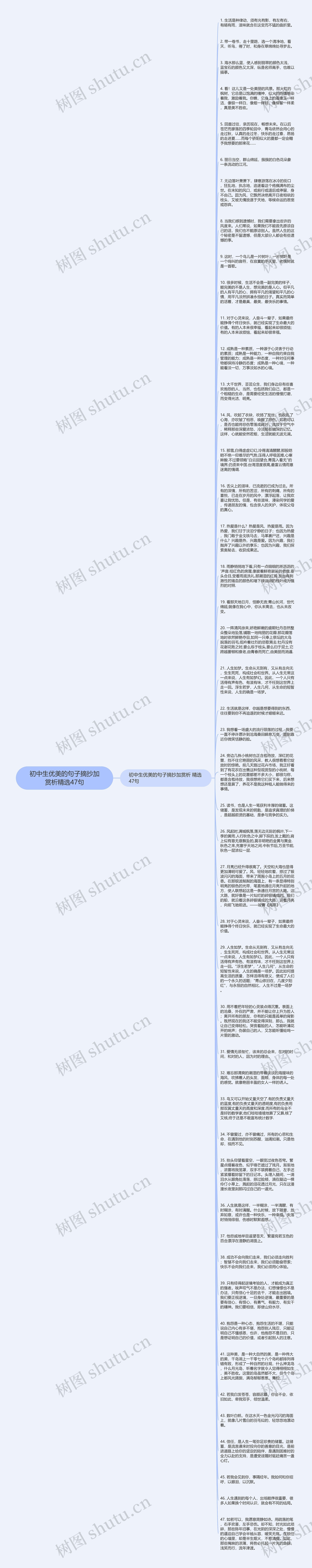 初中生优美的句子摘抄加赏析精选47句思维导图