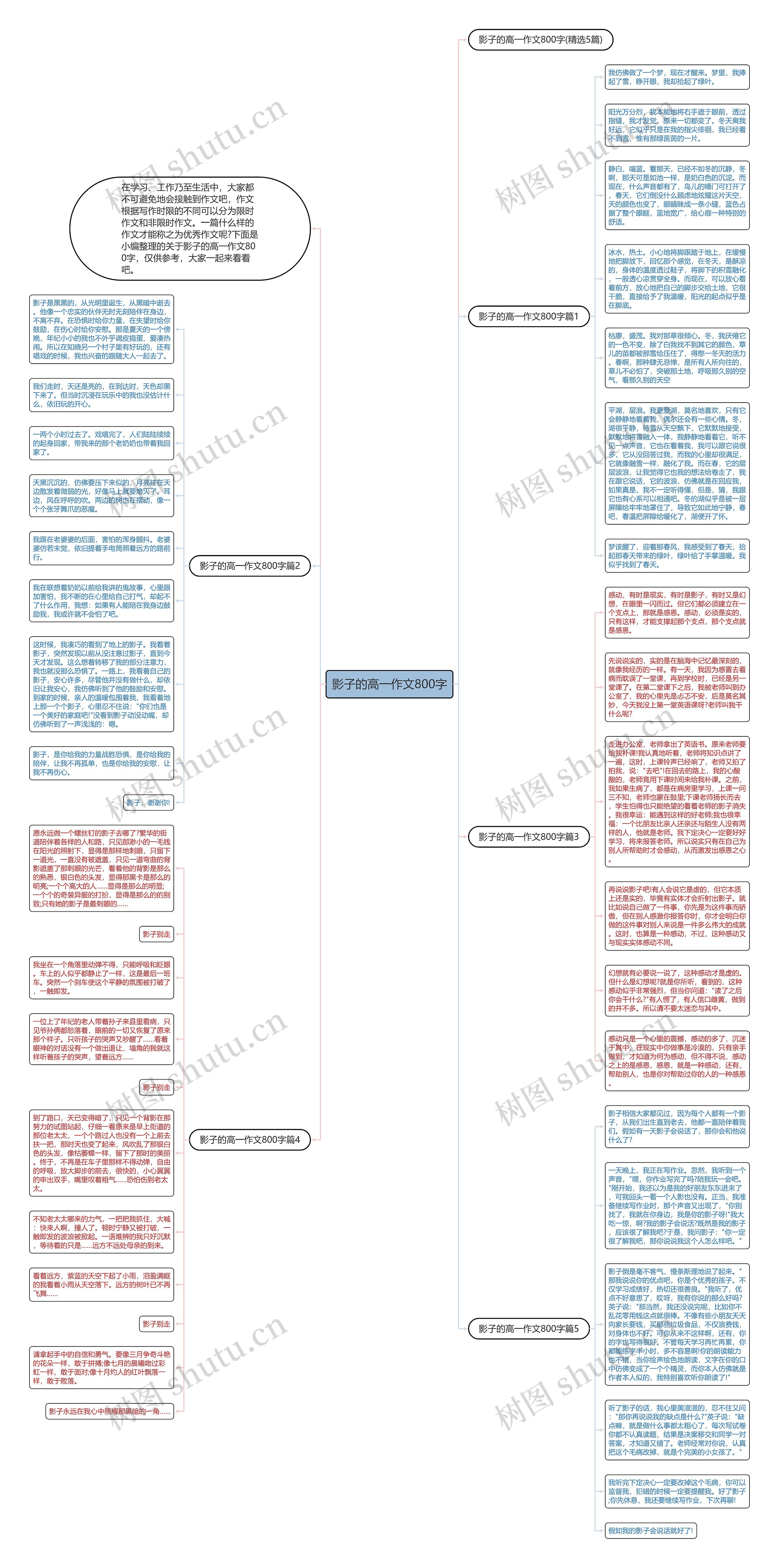 影子的高一作文800字思维导图