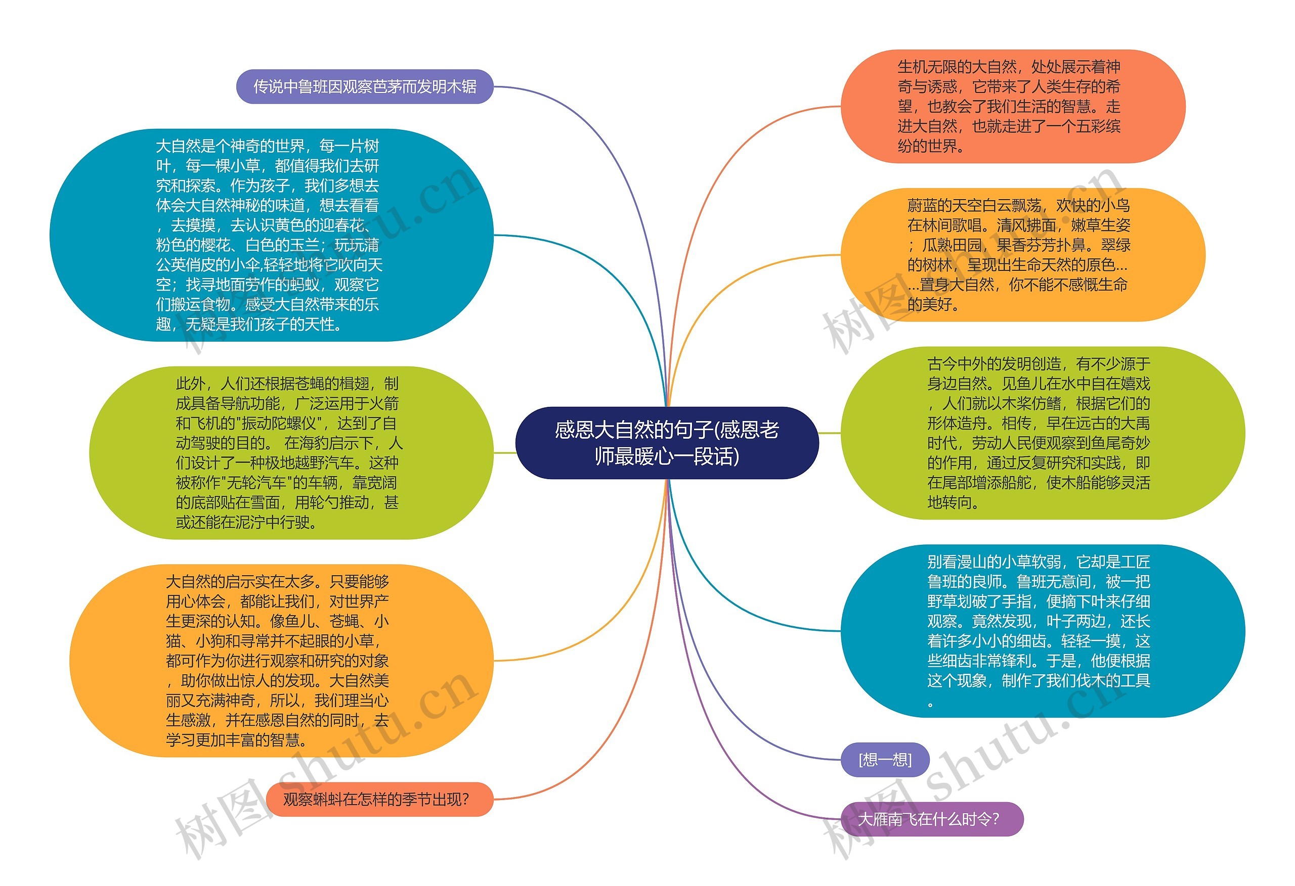 感恩大自然的句子(感恩老师最暖心一段话)思维导图