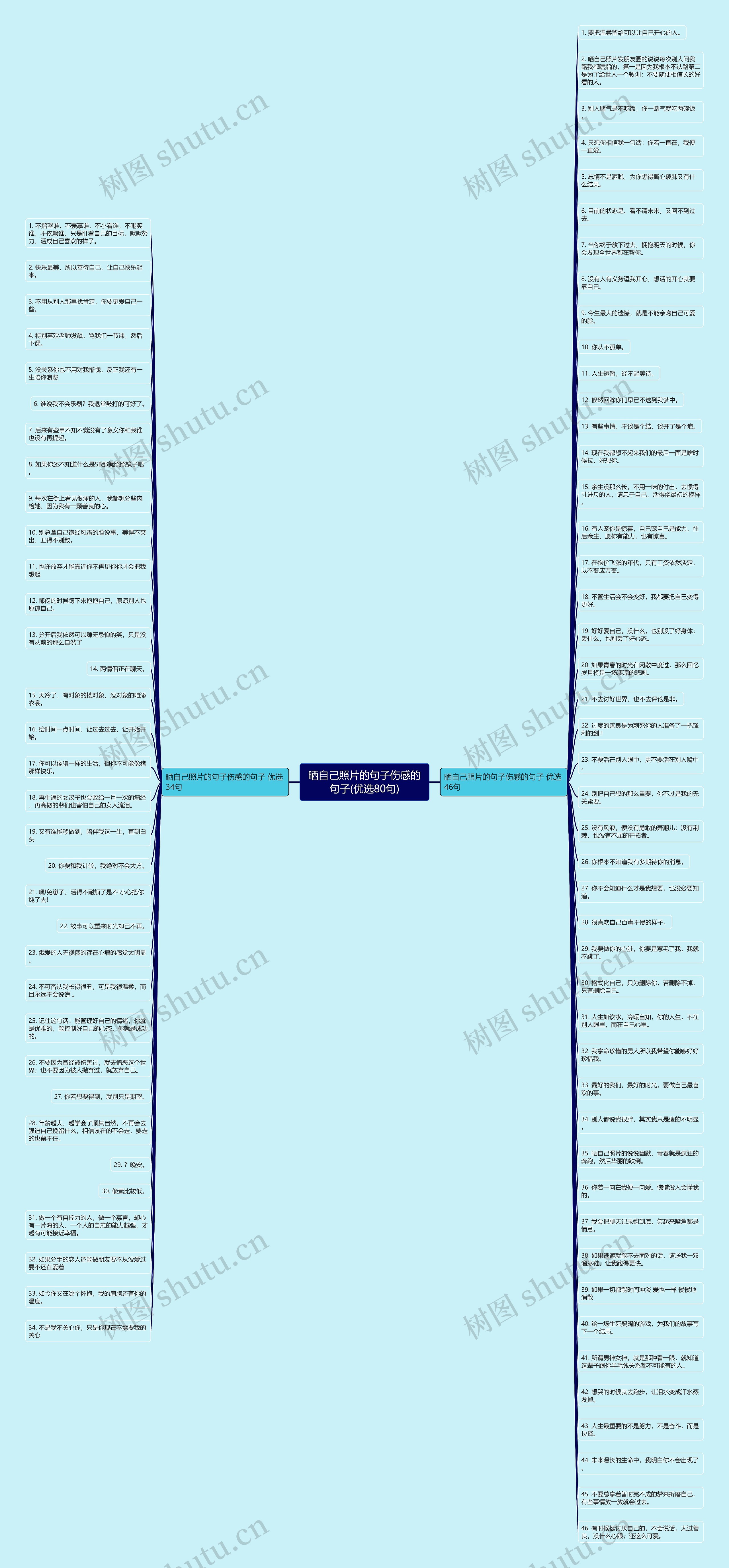 晒自己照片的句子伤感的句子(优选80句)思维导图