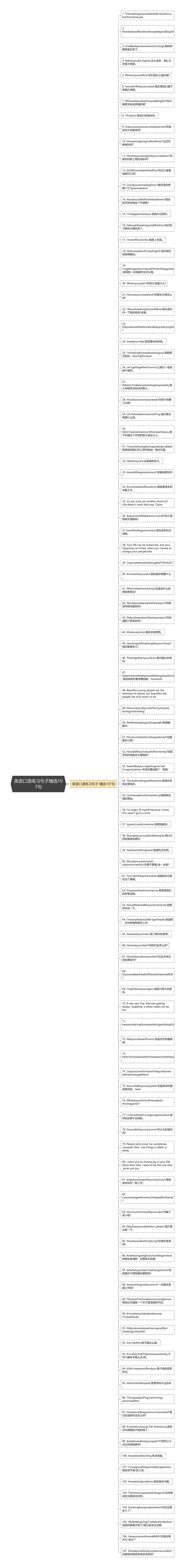 英语口语练习句子精选107句思维导图