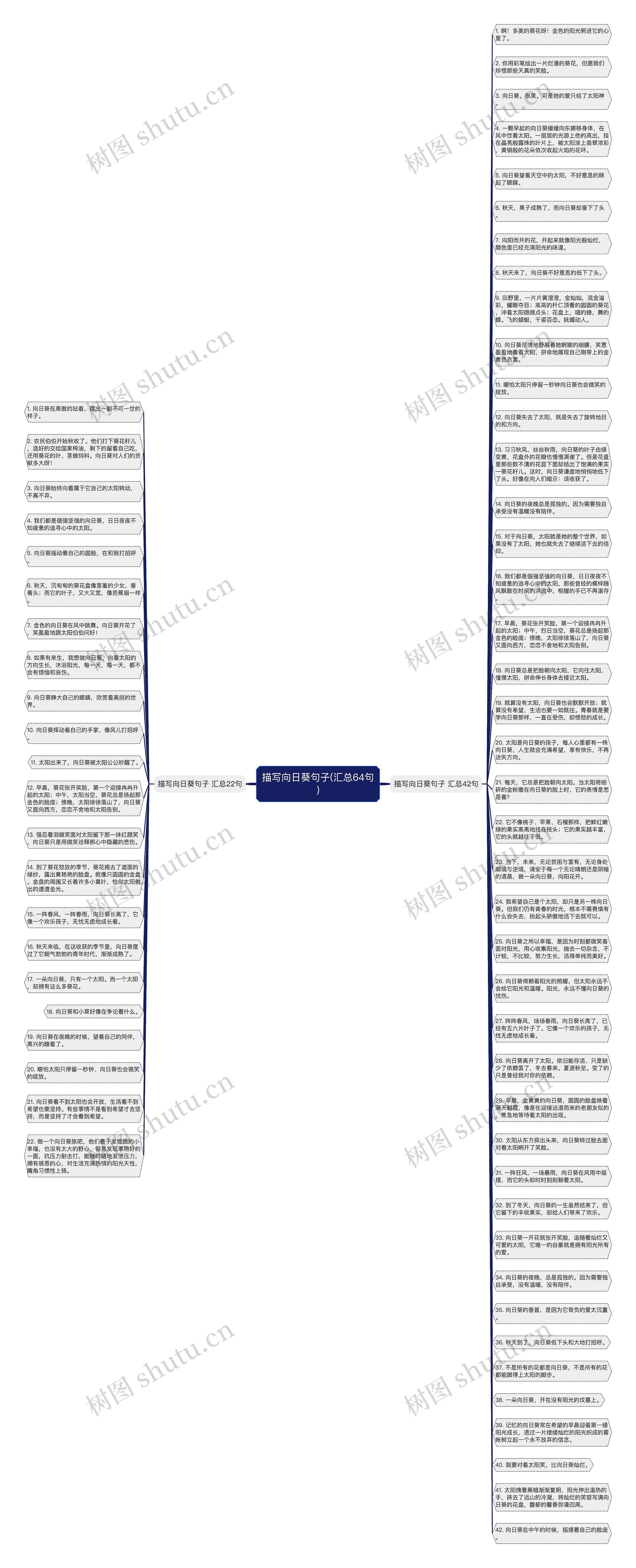 描写向日葵句子(汇总64句)思维导图