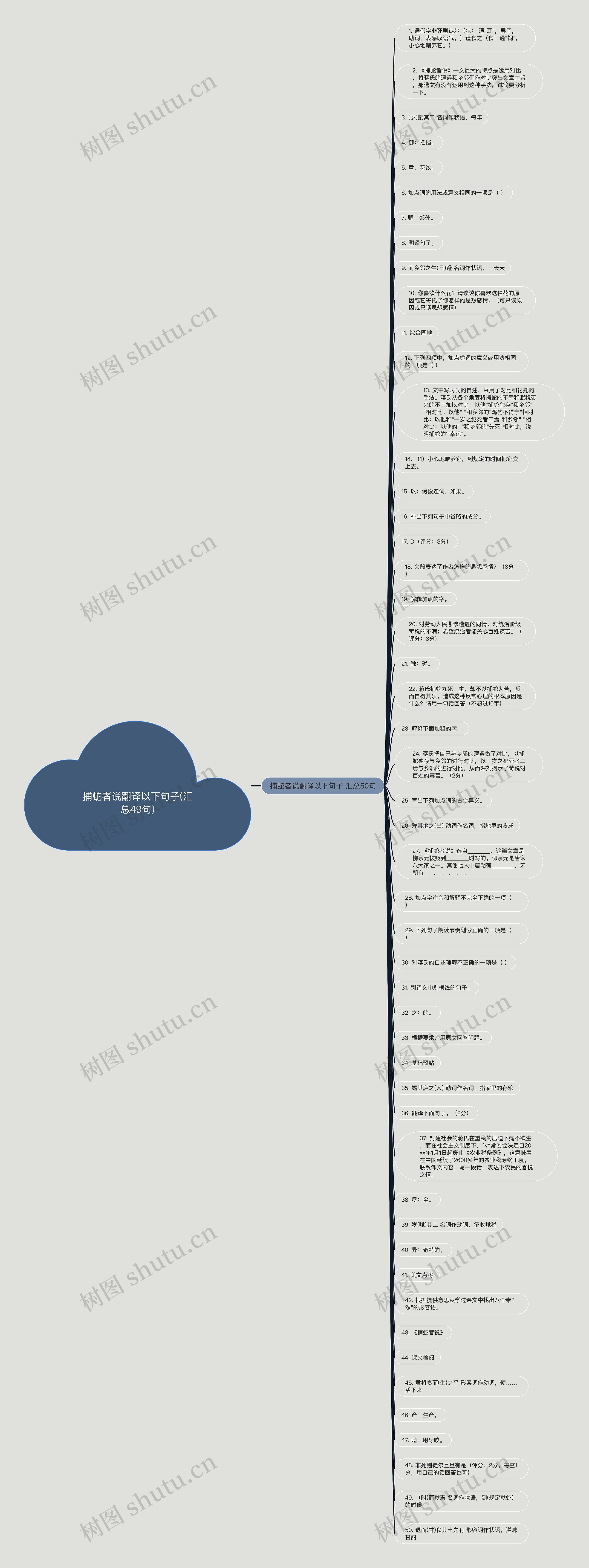 捕蛇者说翻译以下句子(汇总49句)思维导图高清图 捕蛇者说翻译以下句子(汇总49句)思维导图