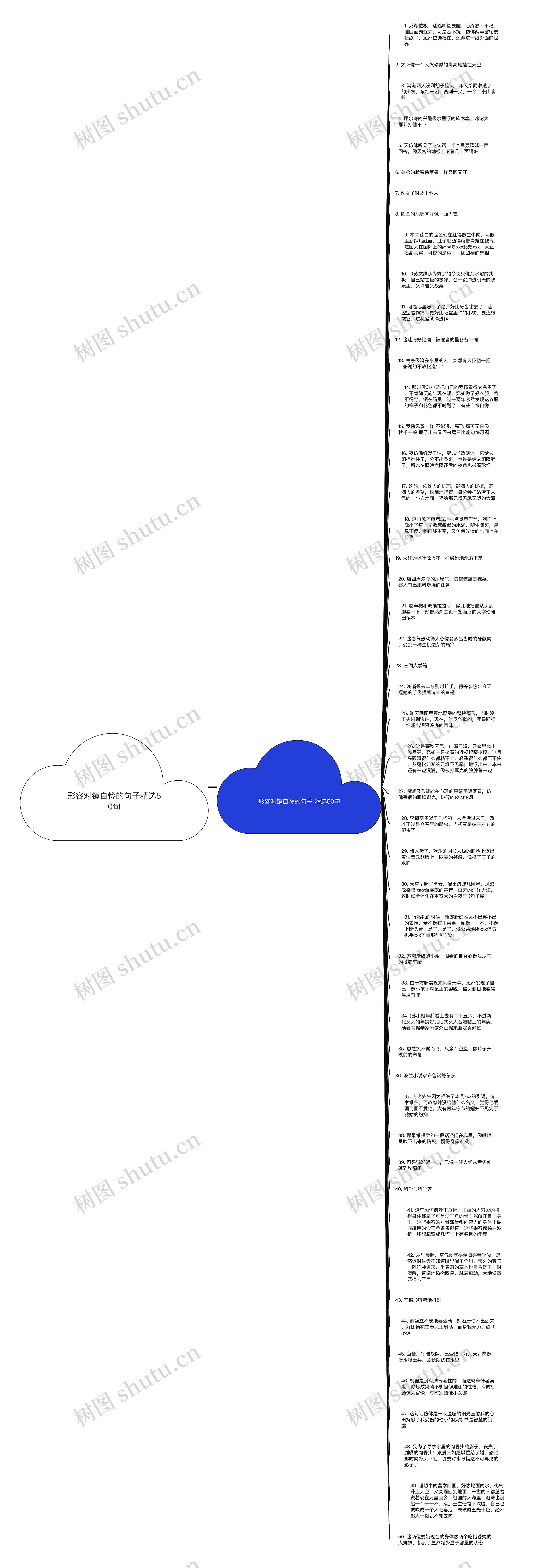 形容对镜自怜的句子精选50句思维导图