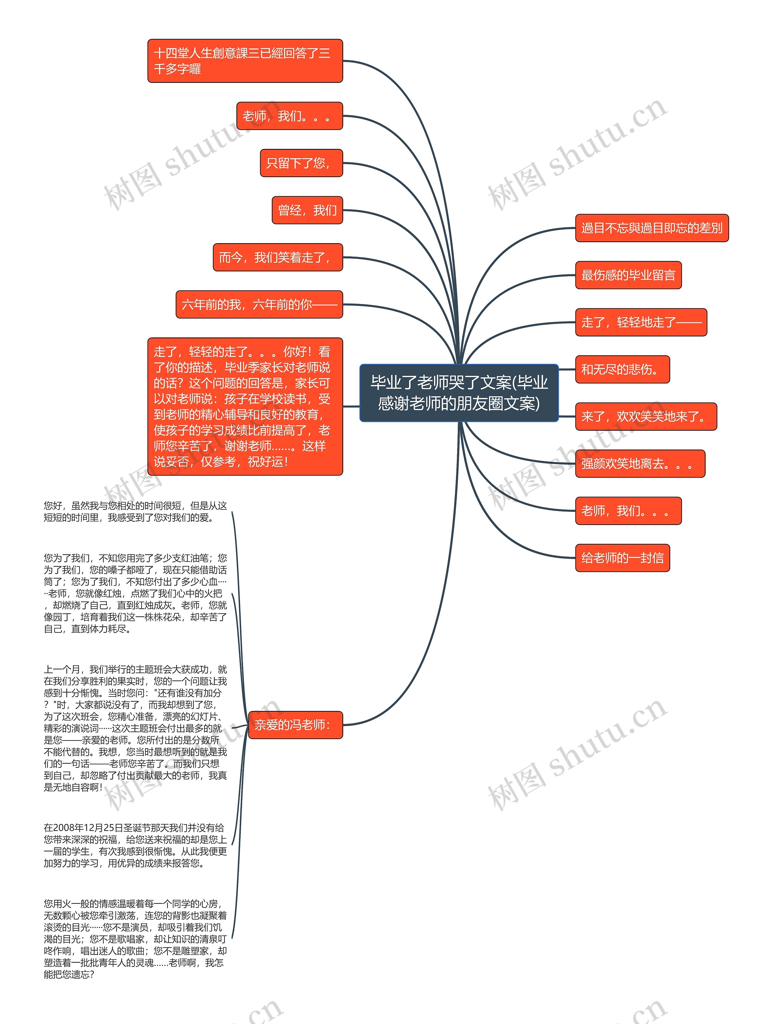 毕业了老师哭了文案(毕业感谢老师的朋友圈文案)思维导图