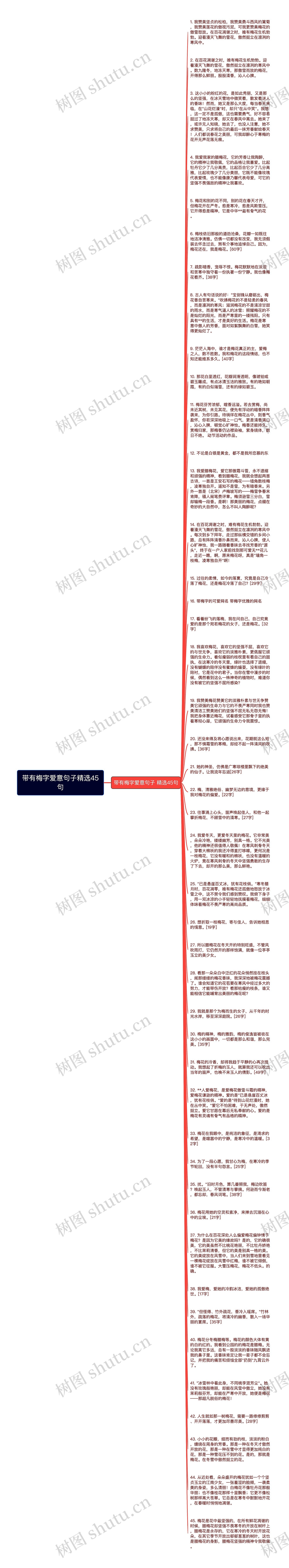 带有梅字爱意句子精选45句思维导图