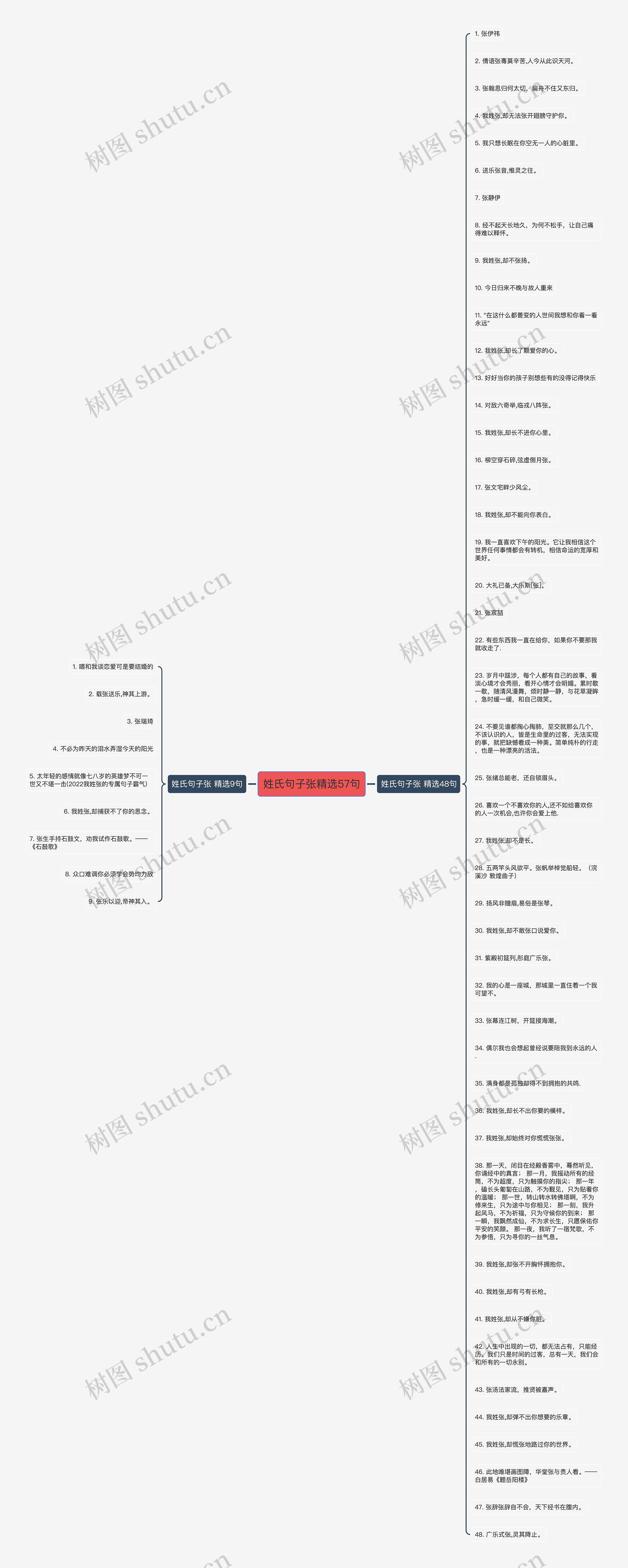 姓氏句子张精选57句思维导图