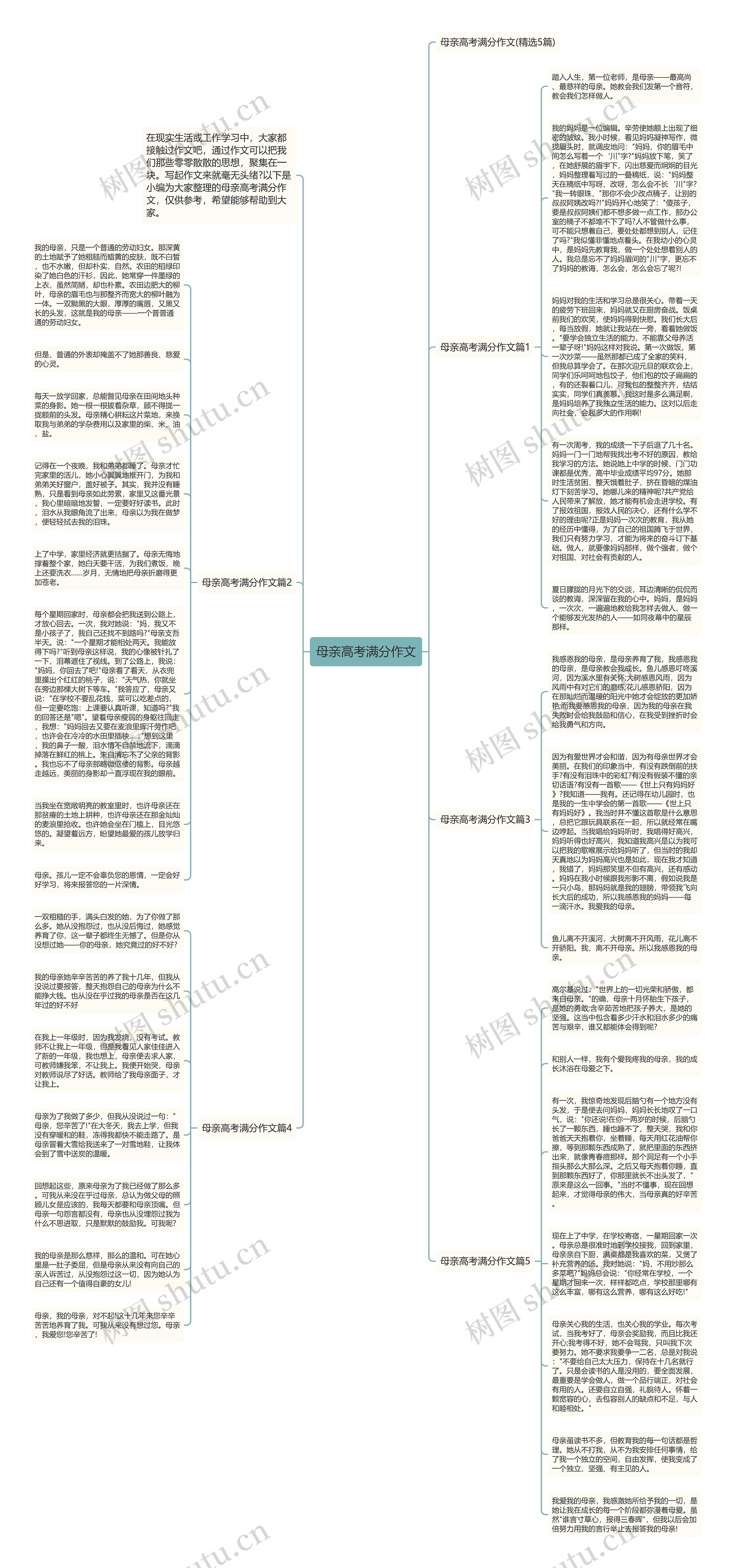 母亲高考满分作文思维导图