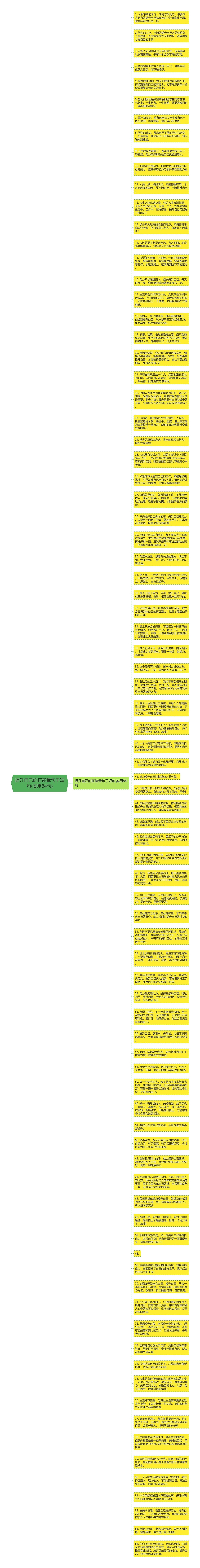 提升自己的正能量句子短句(实用84句)思维导图