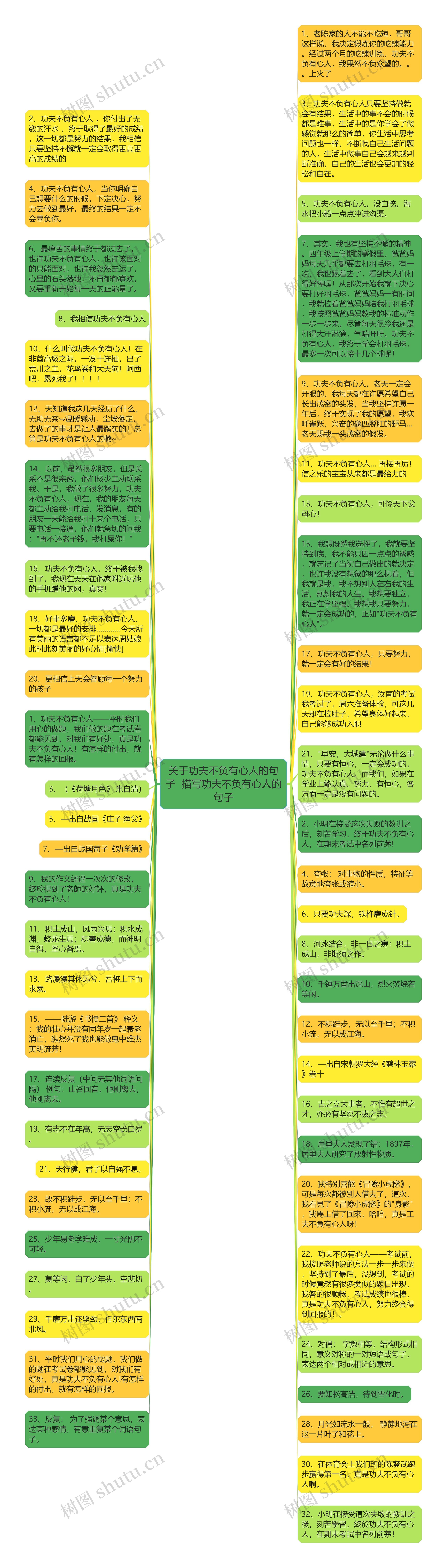 关于功夫不负有心人的句子  描写功夫不负有心人的句子思维导图