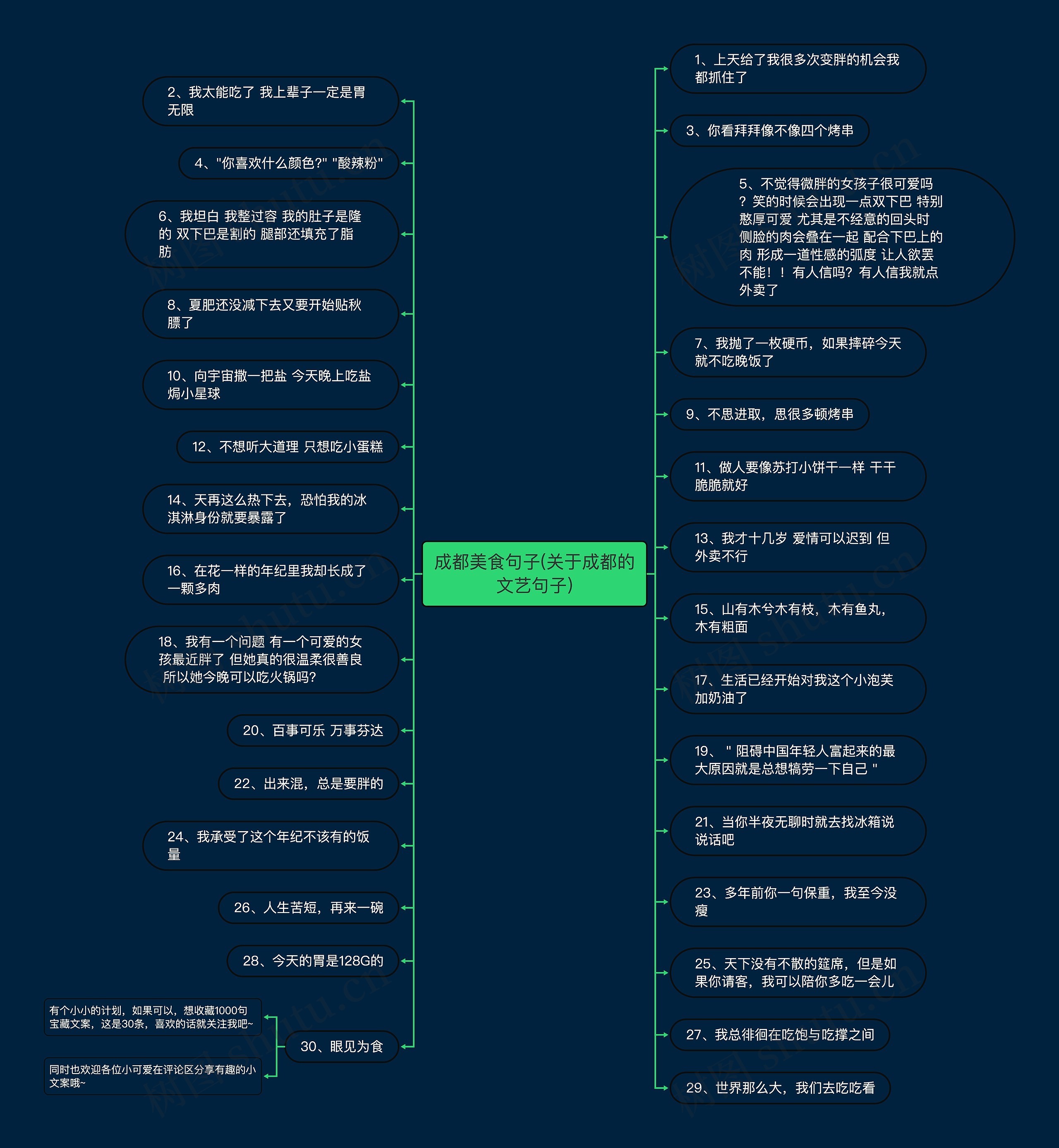 成都美食句子(关于成都的文艺句子)思维导图