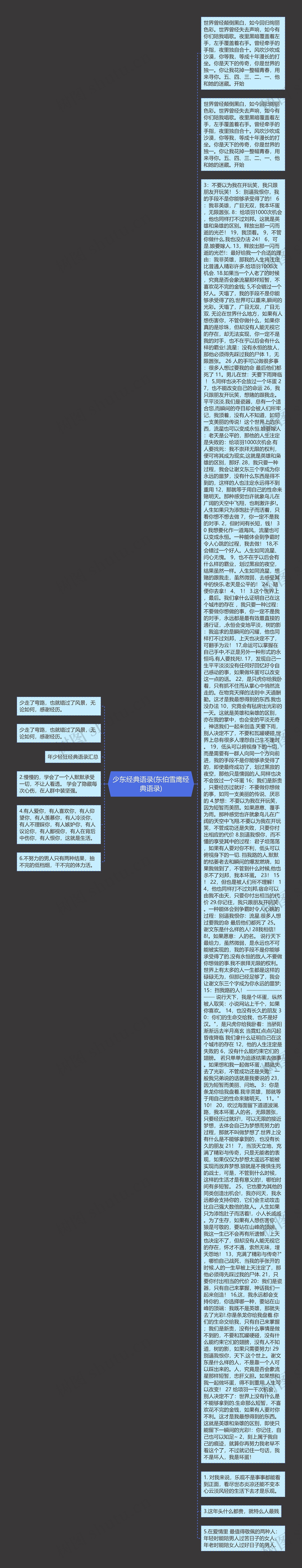 少东经典语录(东伯雪鹰经典语录)思维导图