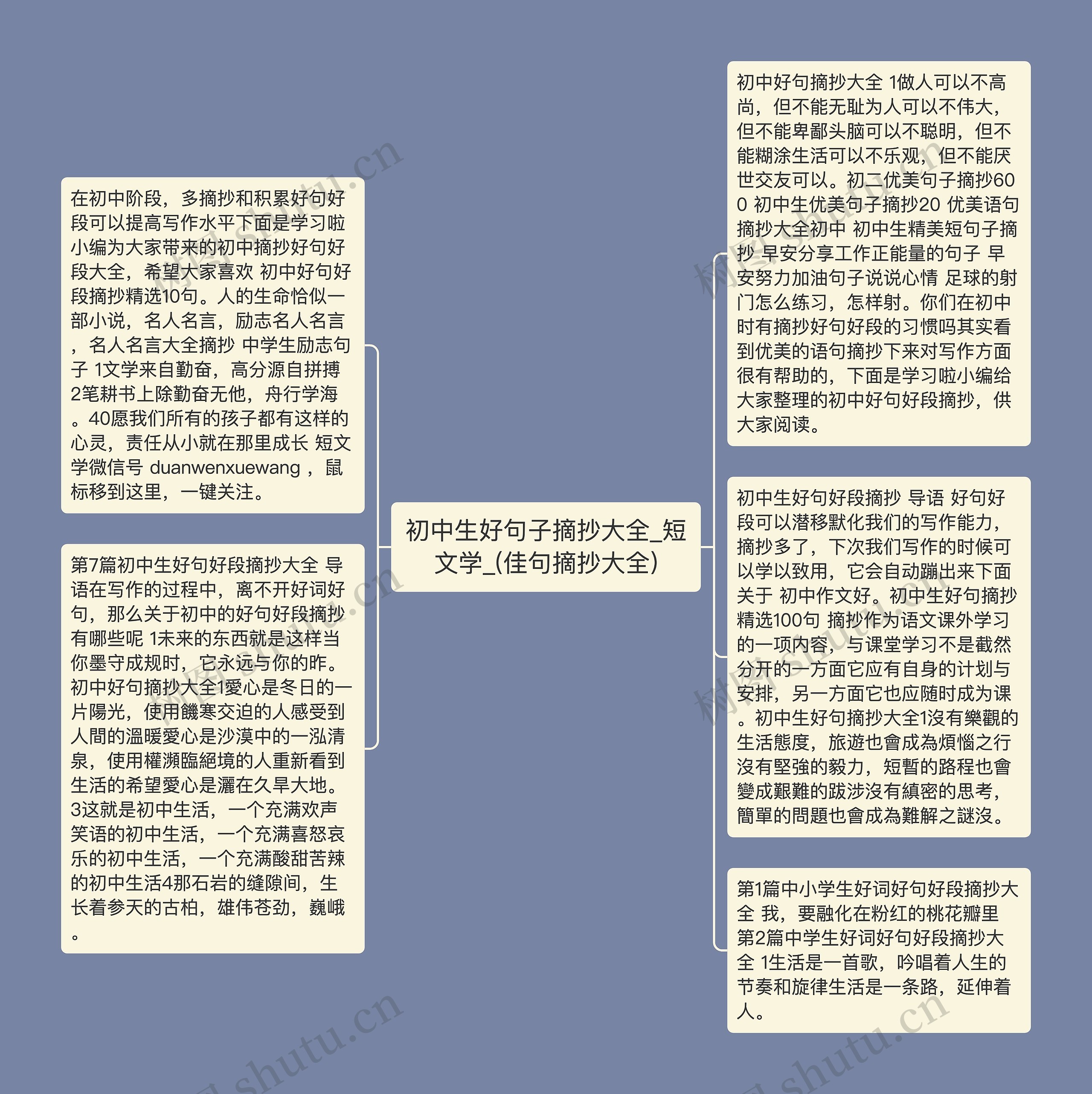 初中生好句子摘抄大全_短文学_(佳句摘抄大全)思维导图