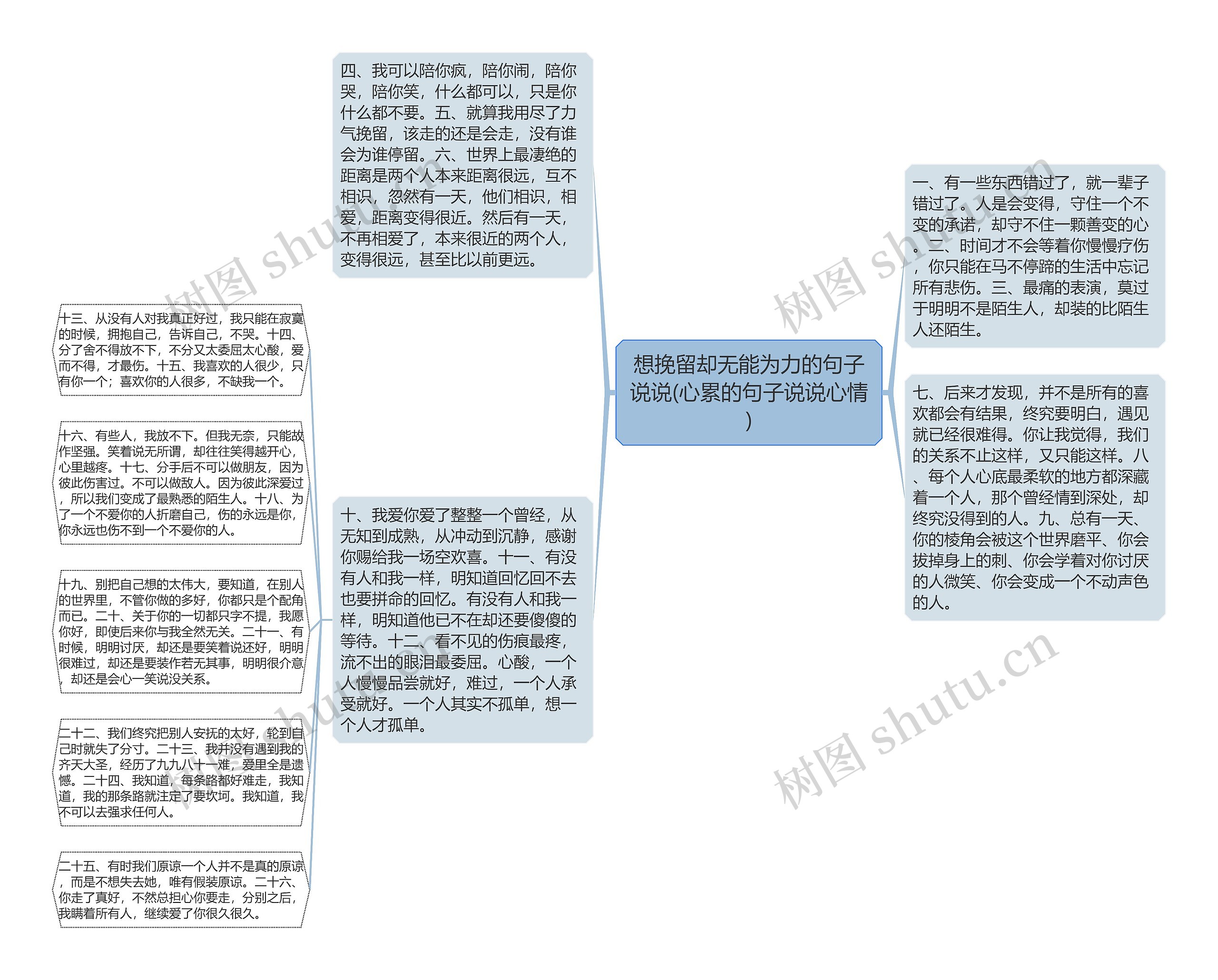 想挽留却无能为力的句子说说(心累的句子说说心情)思维导图