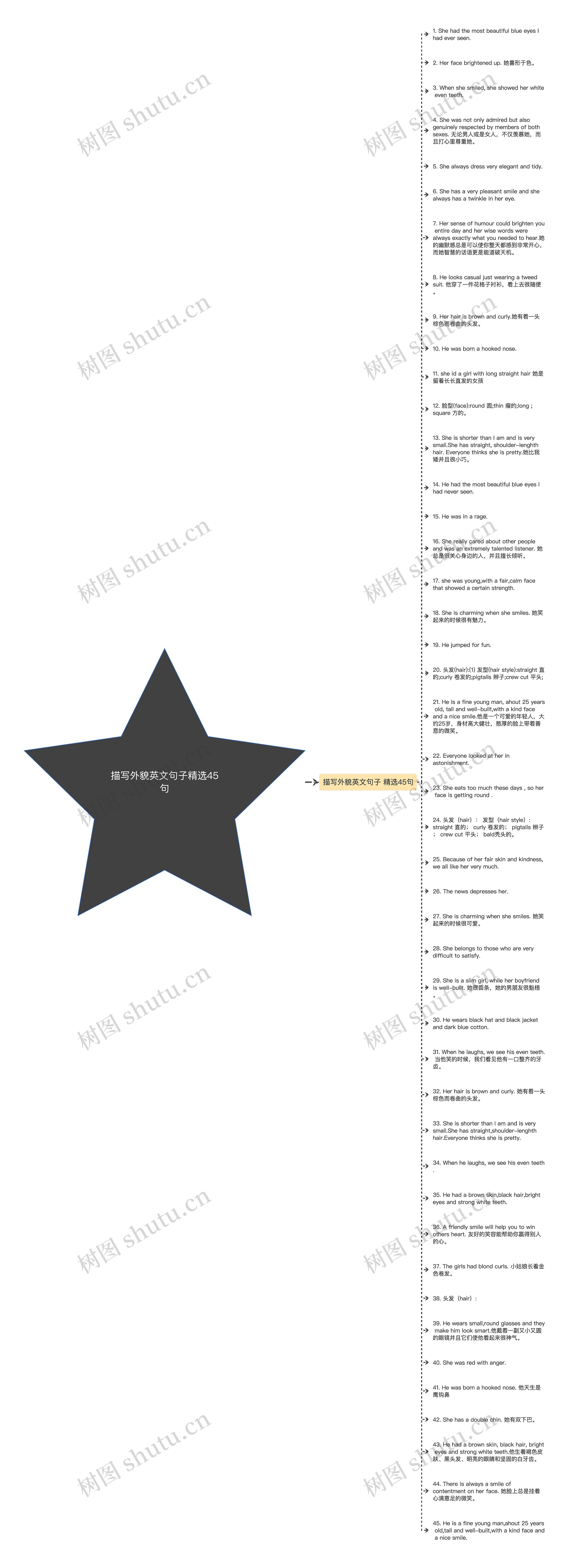 描写外貌英文句子精选45句思维导图
