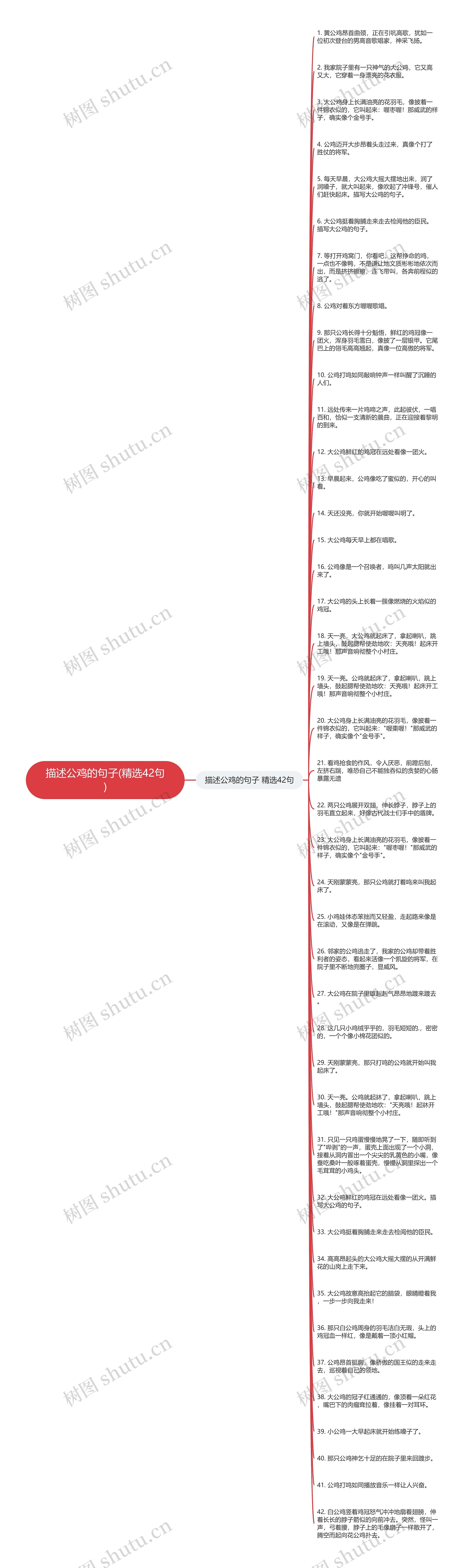 描述公鸡的句子(精选42句)思维导图