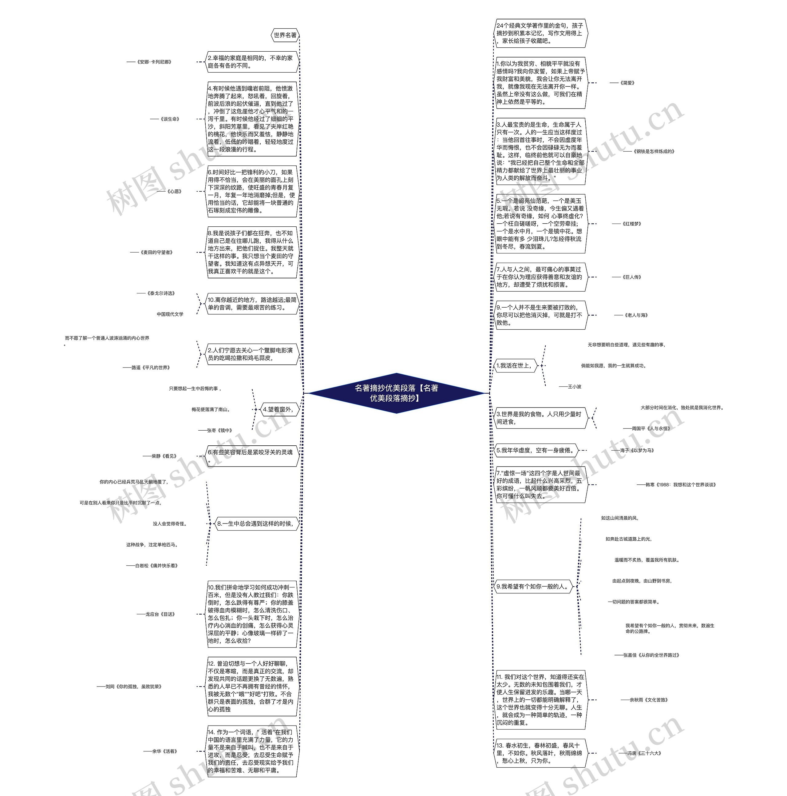 名著摘抄优美段落【名著优美段落摘抄】思维导图