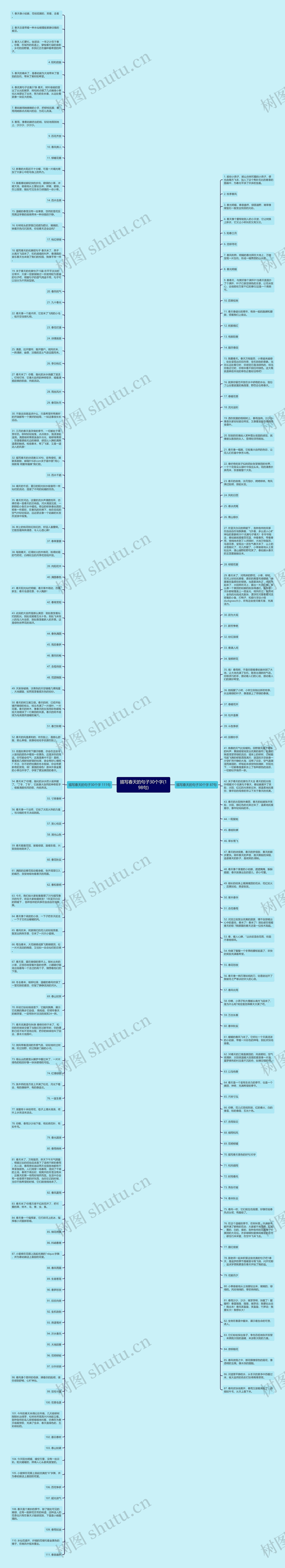 描写春天的句子30个字(198句)思维导图