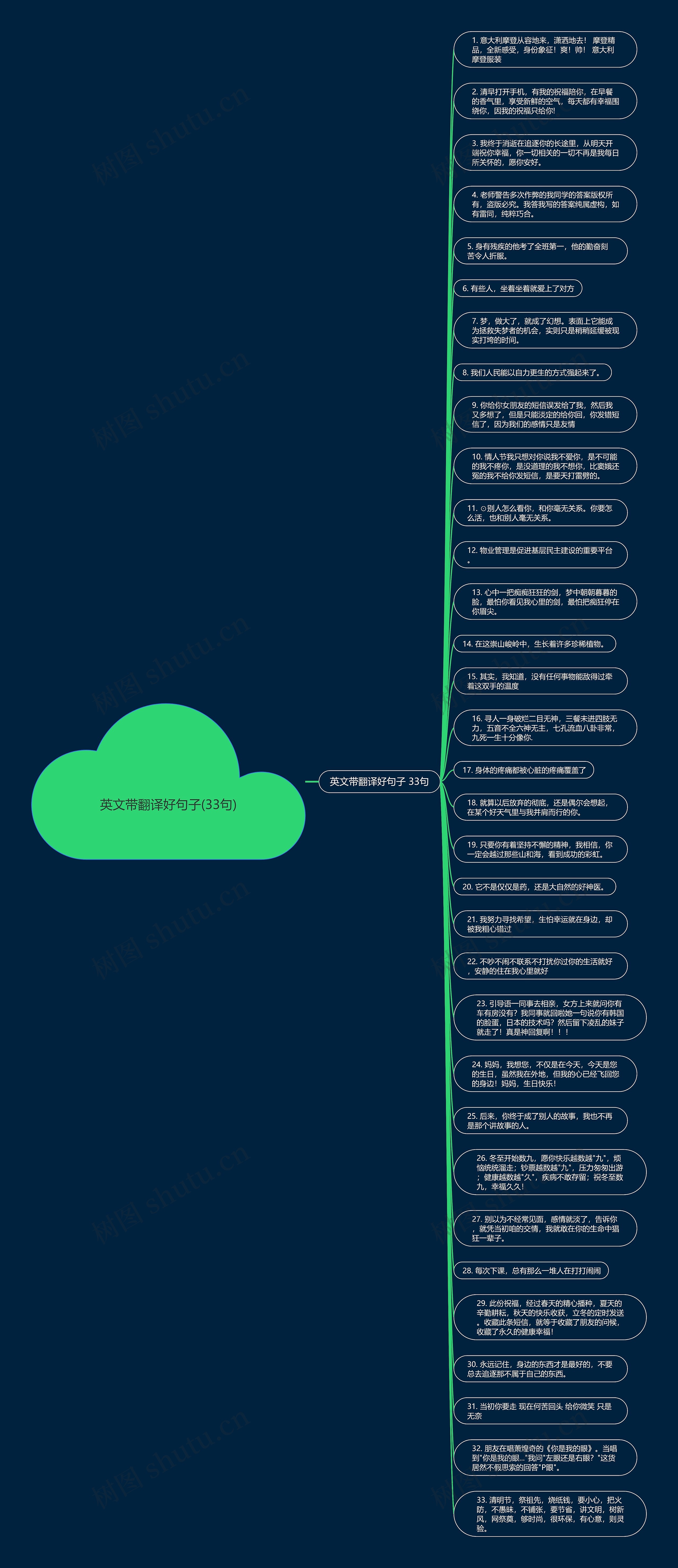 英文带翻译好句子(33句)思维导图