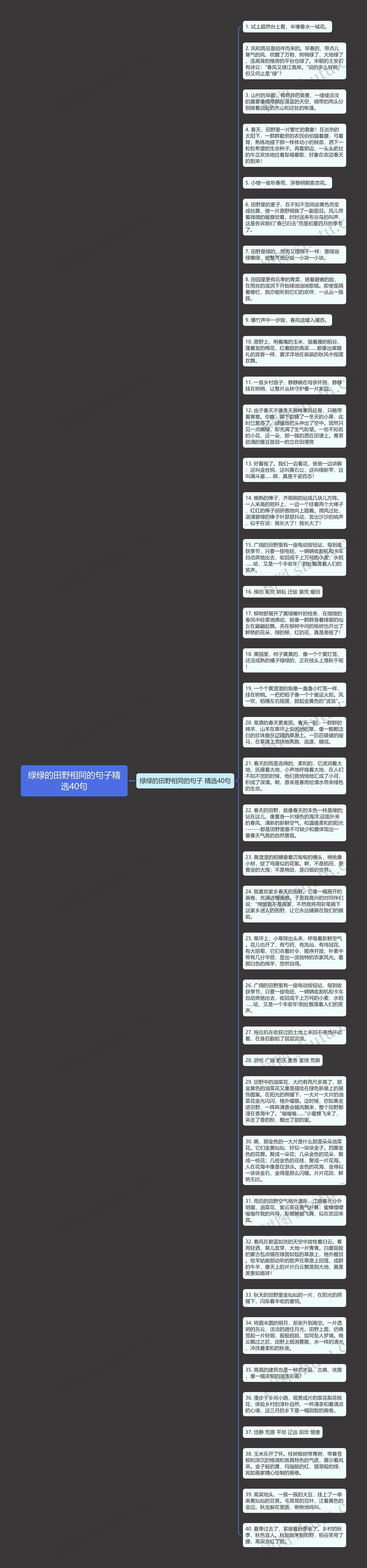 绿绿的田野相同的句子精选40句思维导图