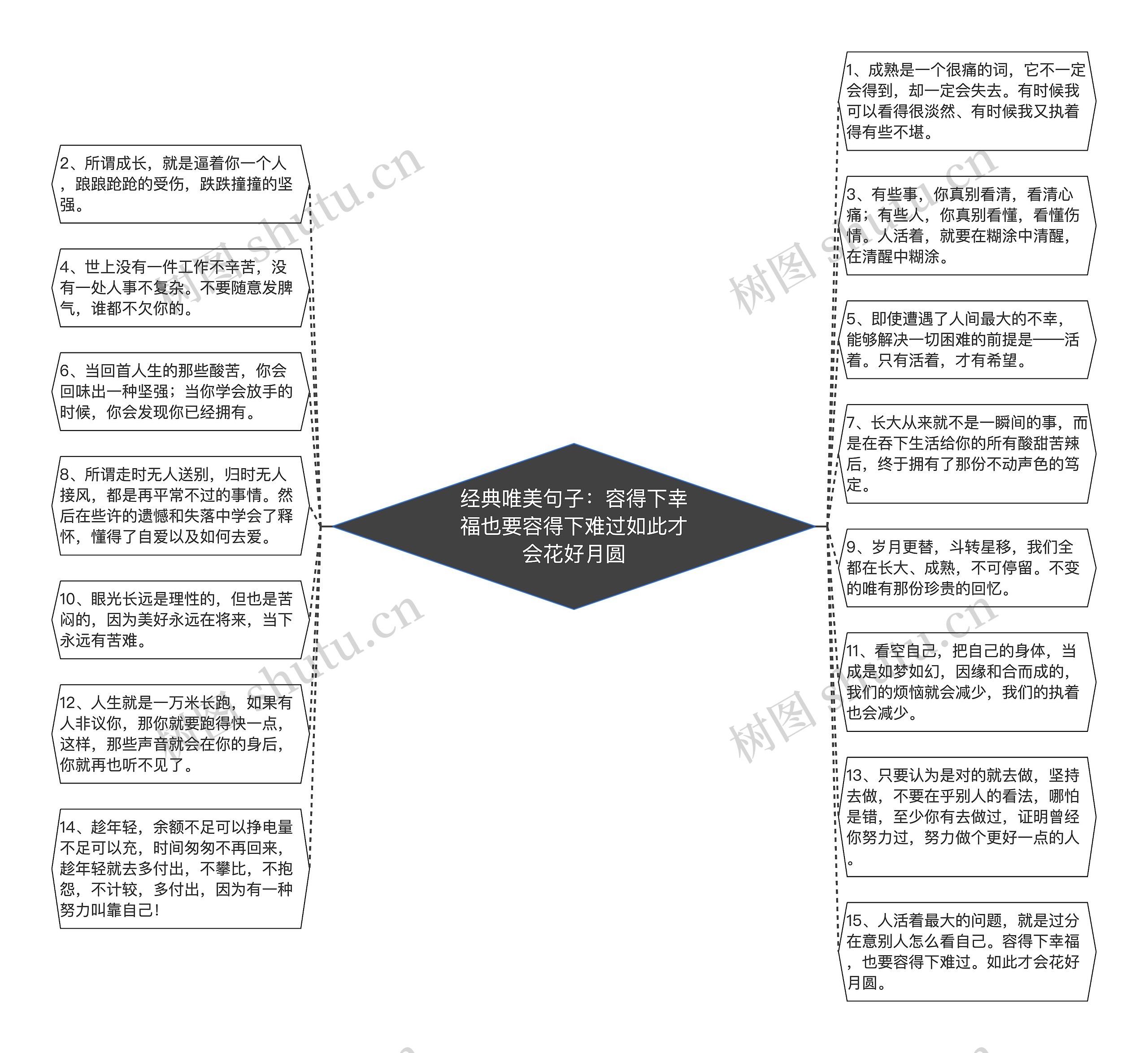 经典唯美句子：容得下幸福也要容得下难过如此才会花好月圆思维导图