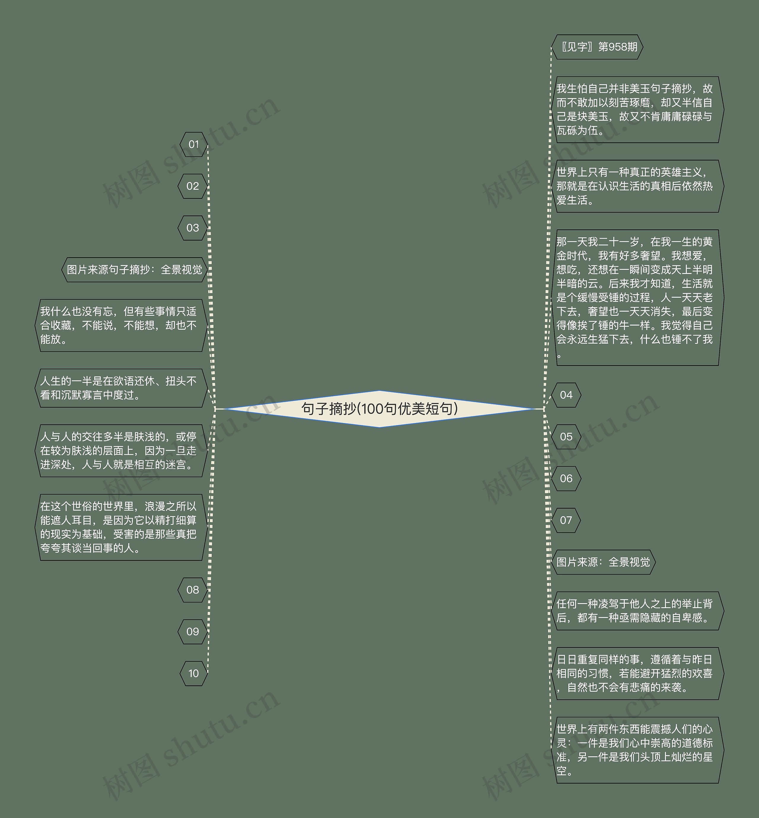 句子摘抄(100句优美短句)思维导图