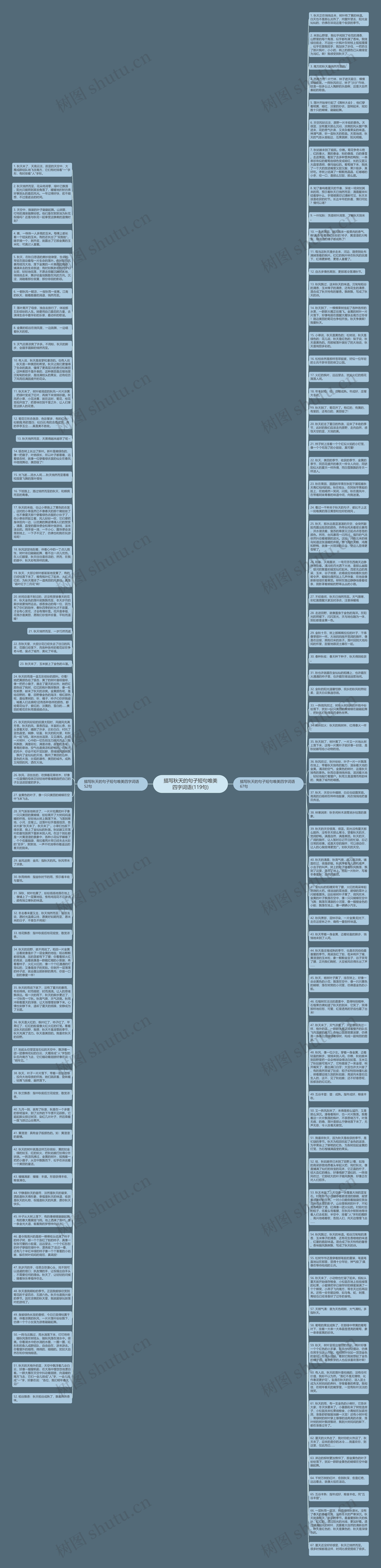 描写秋天的句子短句唯美四字词语(119句)思维导图