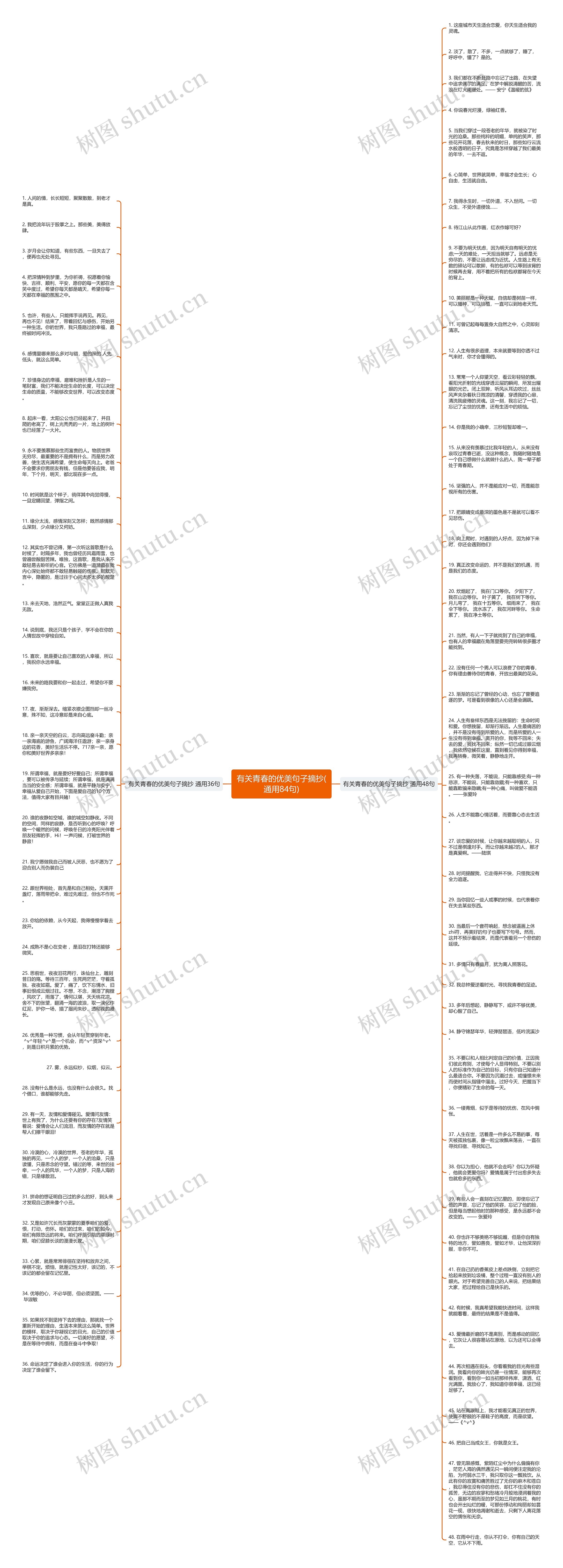 有关青春的优美句子摘抄(通用84句)思维导图高清图 有关青春的优美句子摘抄(通用84句)思维导图