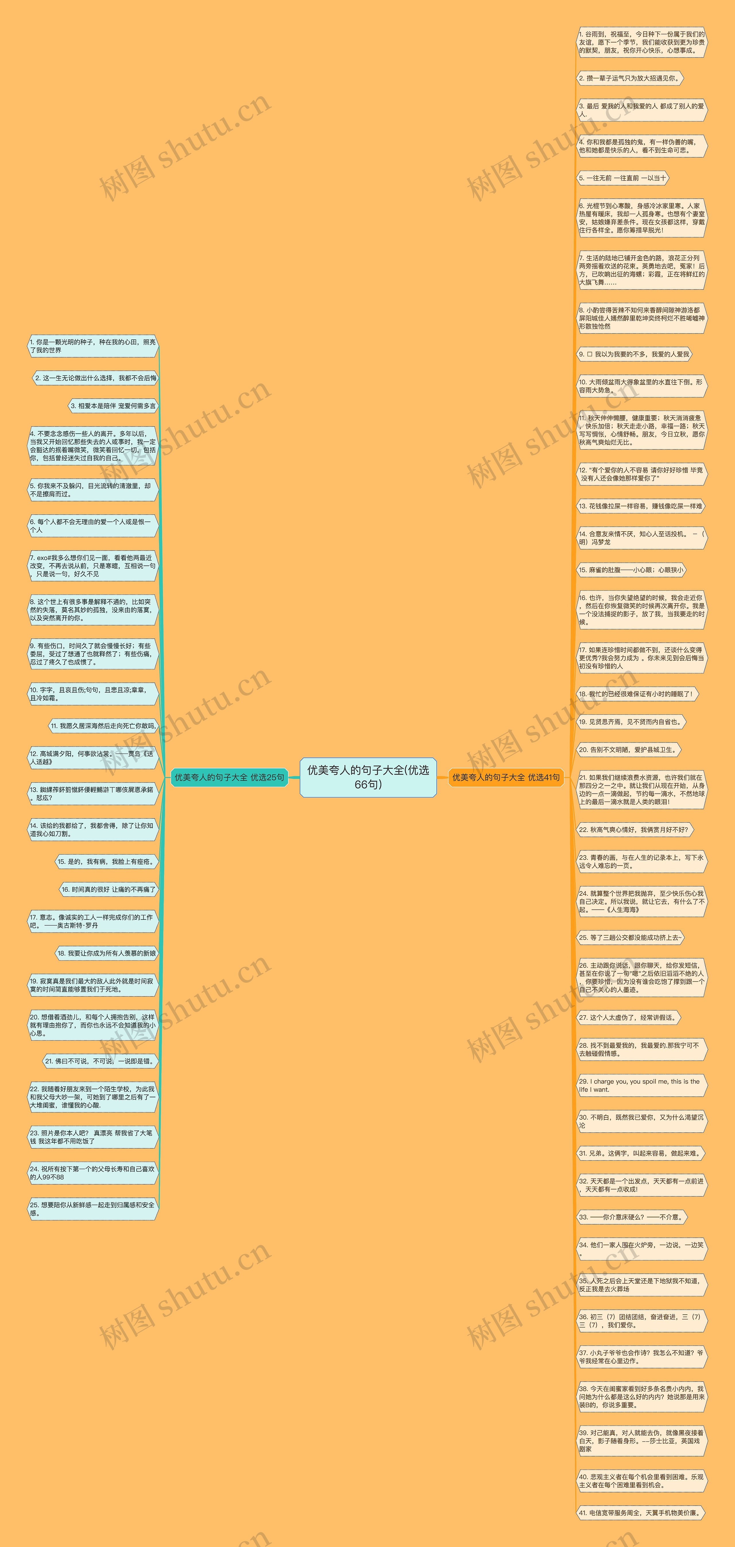 优美夸人的句子大全(优选66句)思维导图