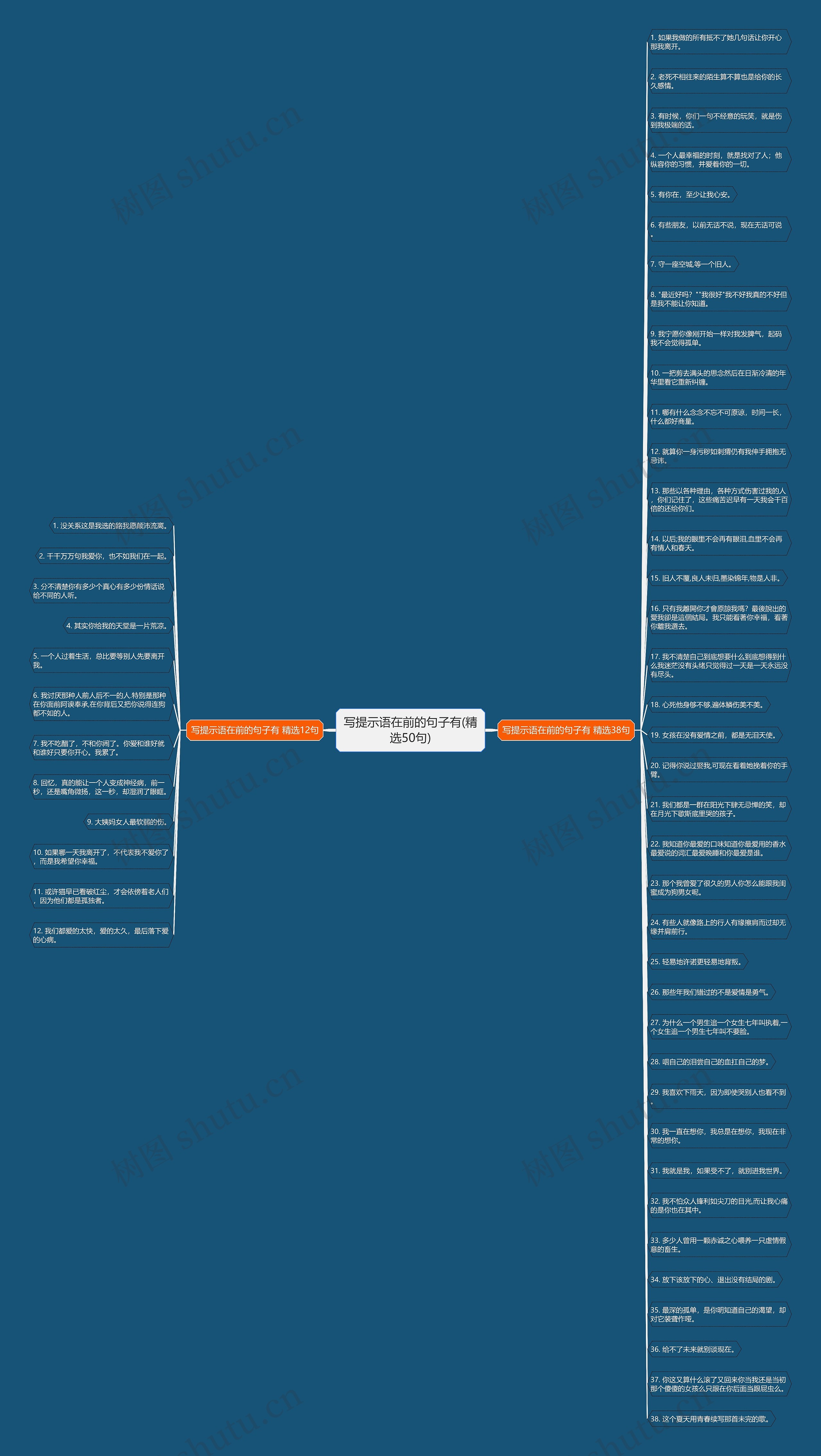 写提示语在前的句子有(精选50句)思维导图