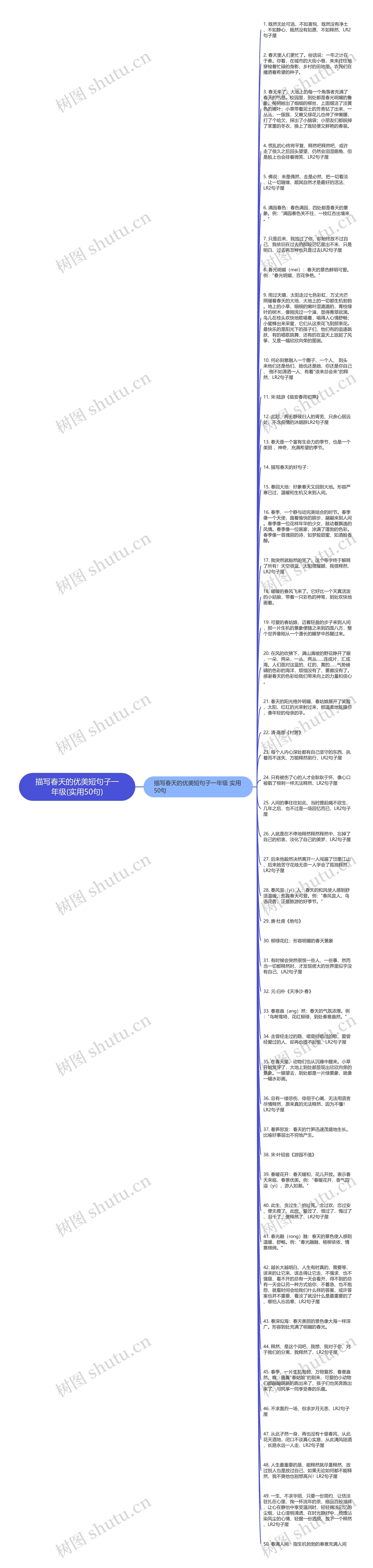 描写春天的优美短句子一年级(实用50句)思维导图