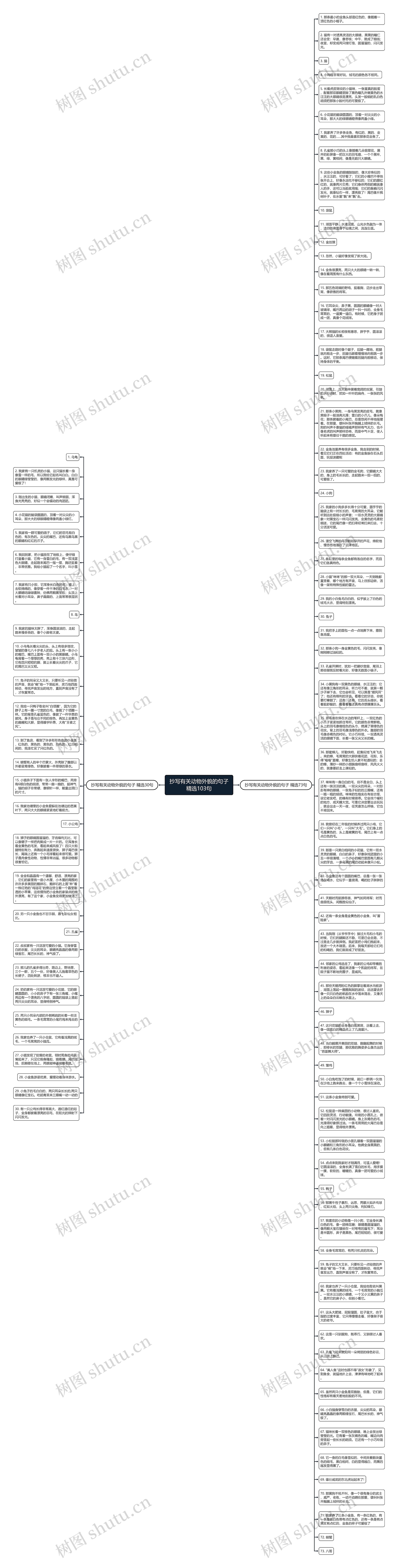 抄写有关动物外貌的句子精选103句思维导图
