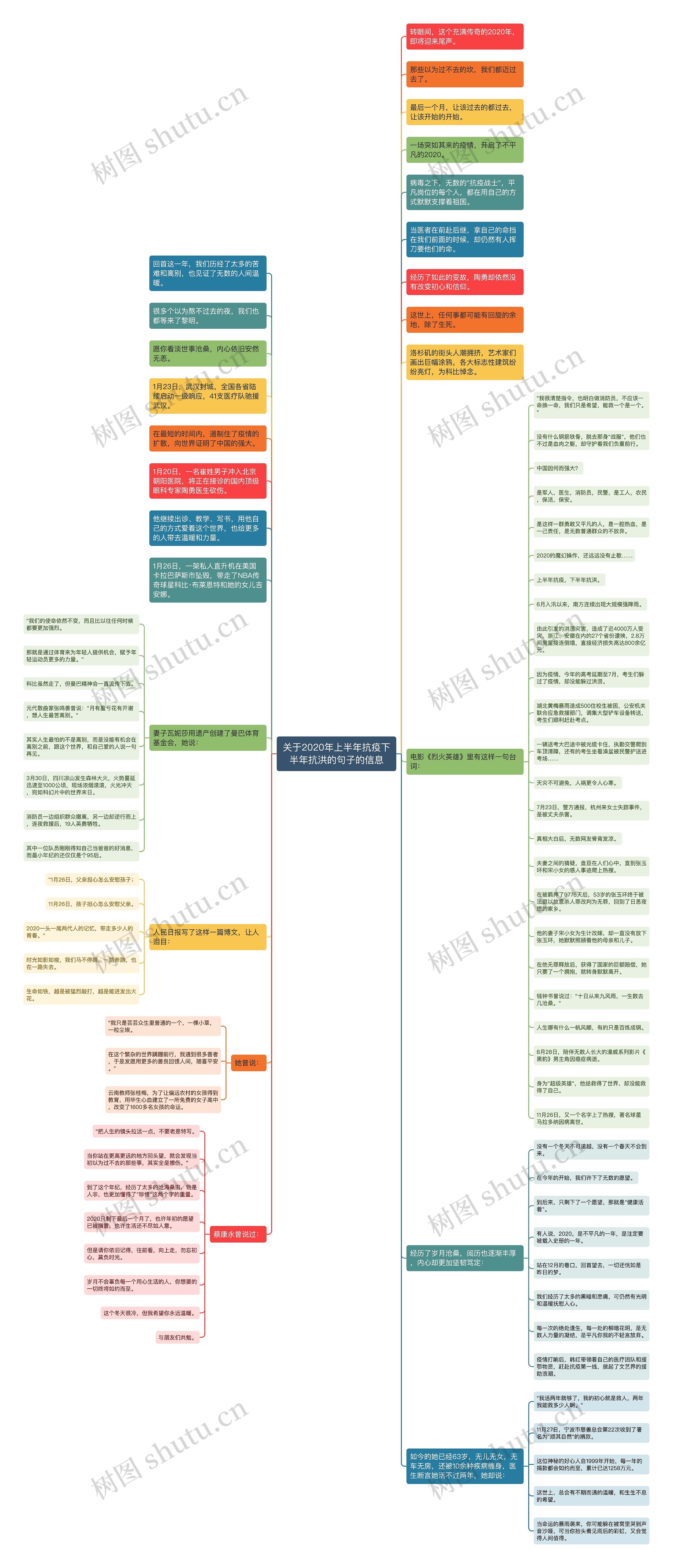 关于2020年上半年抗疫下半年抗洪的句子的信息思维导图