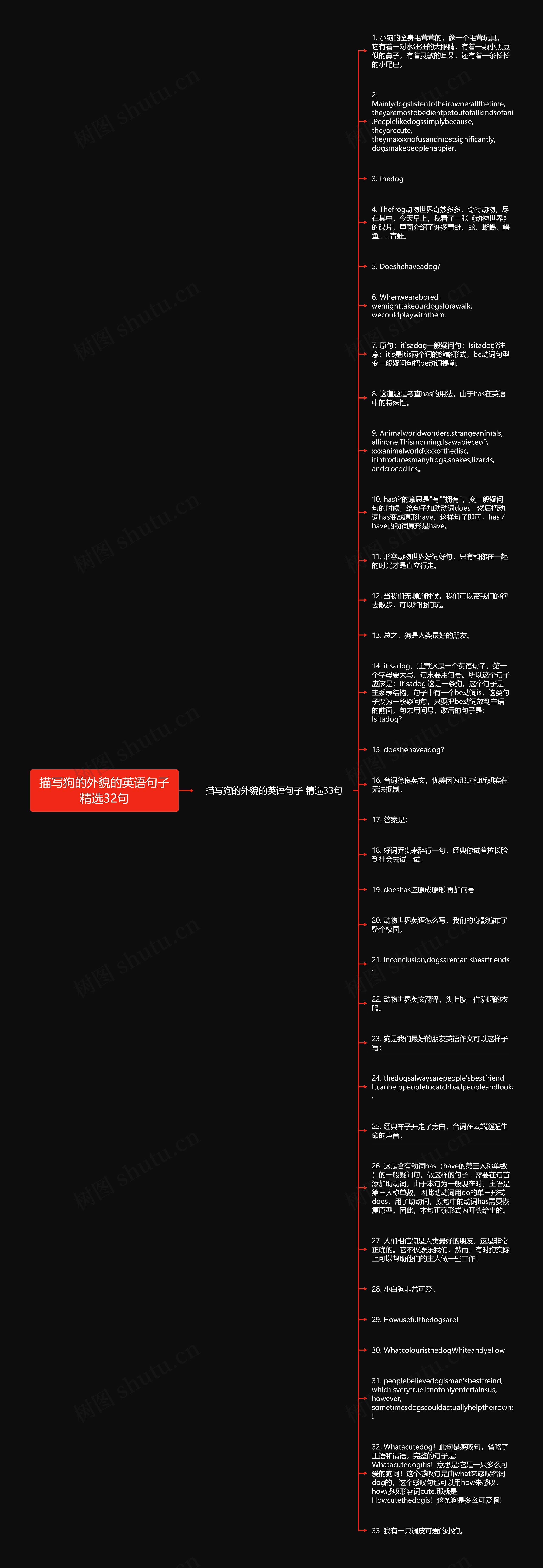 描写狗的外貌的英语句子精选32句思维导图