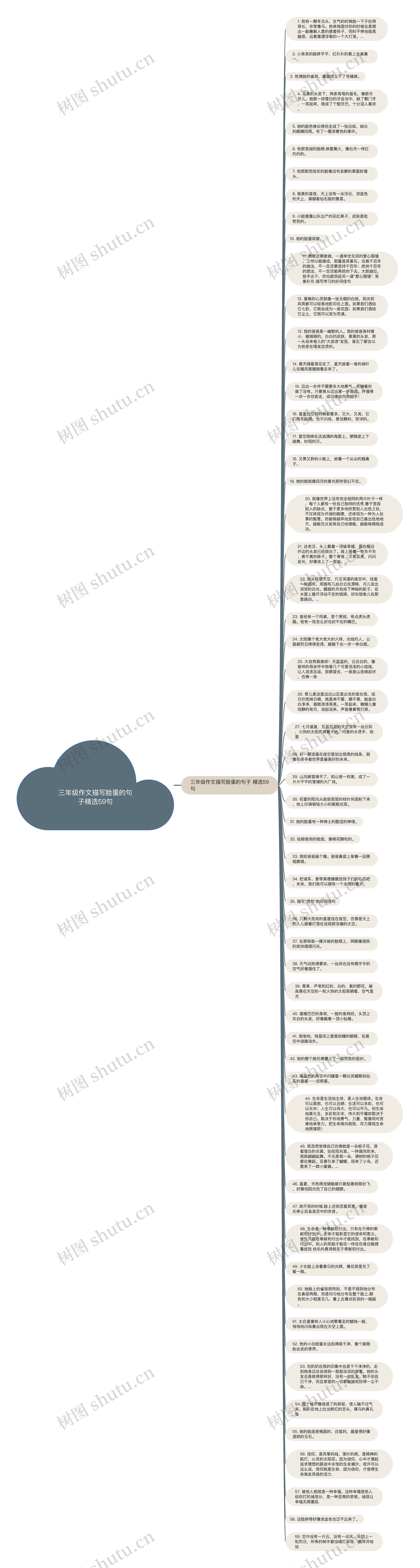 三年级作文描写脸蛋的句子精选59句思维导图