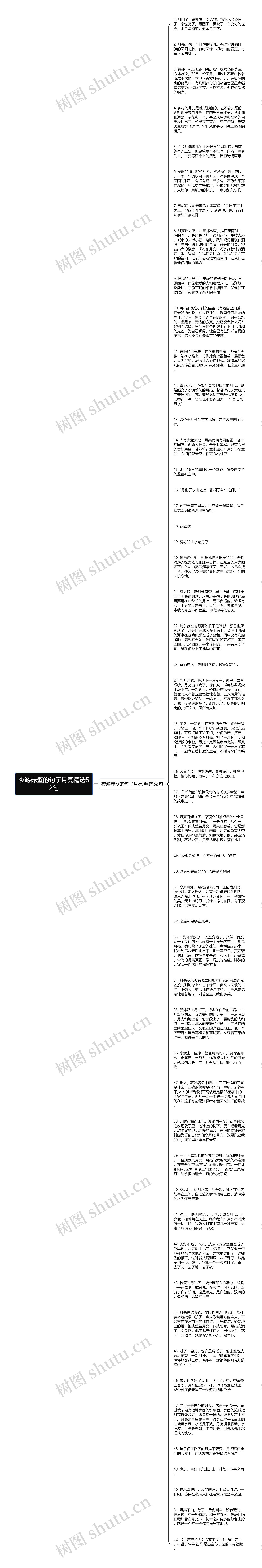 夜游赤壁的句子月亮精选52句思维导图