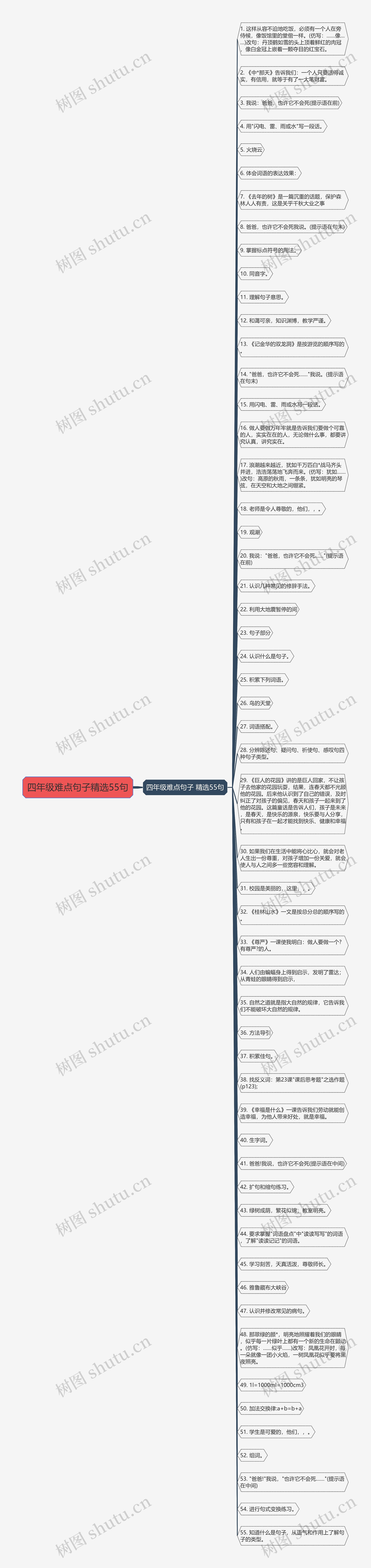 四年级难点句子精选55句思维导图