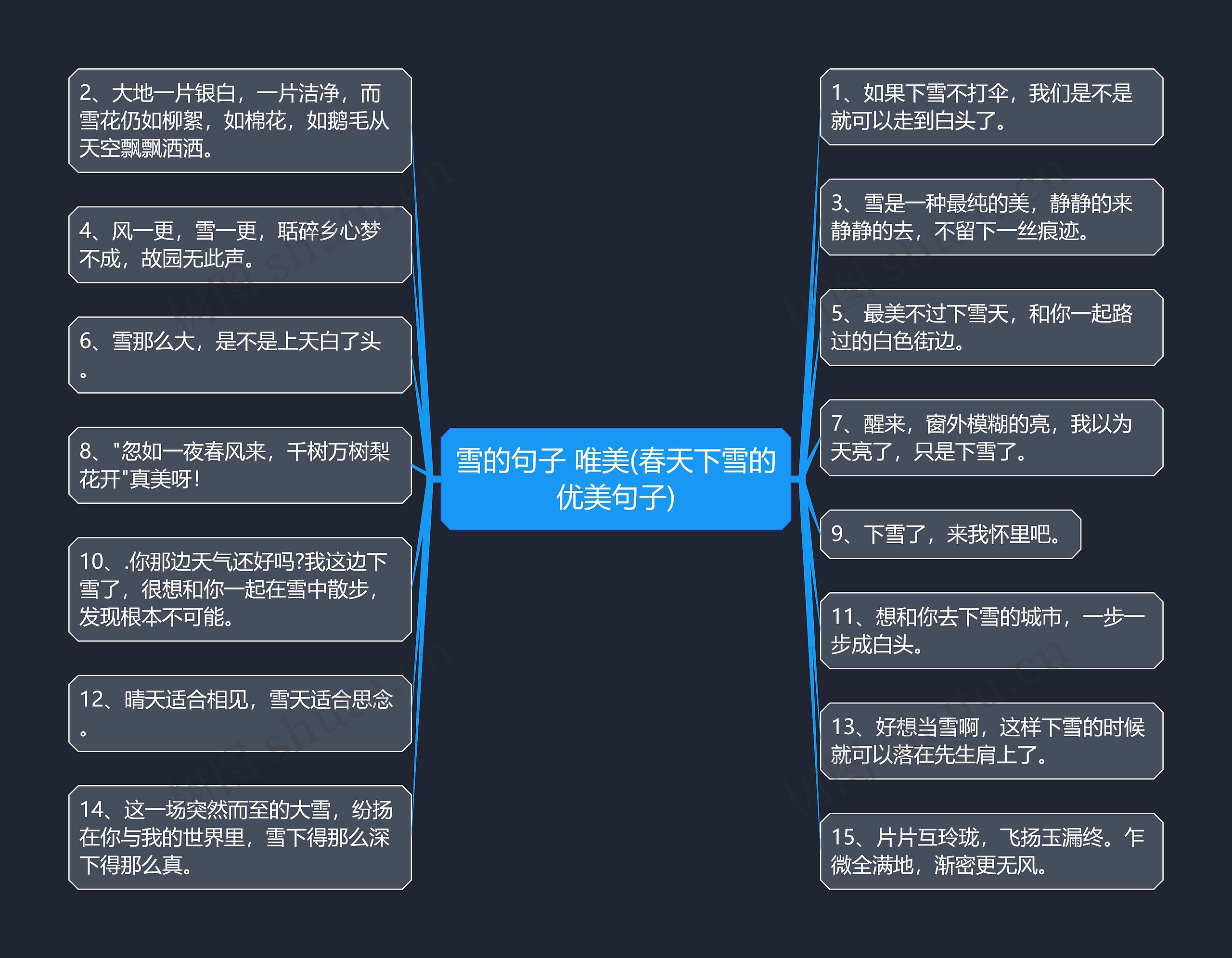 雪的句子 唯美(春天下雪的优美句子)思维导图
