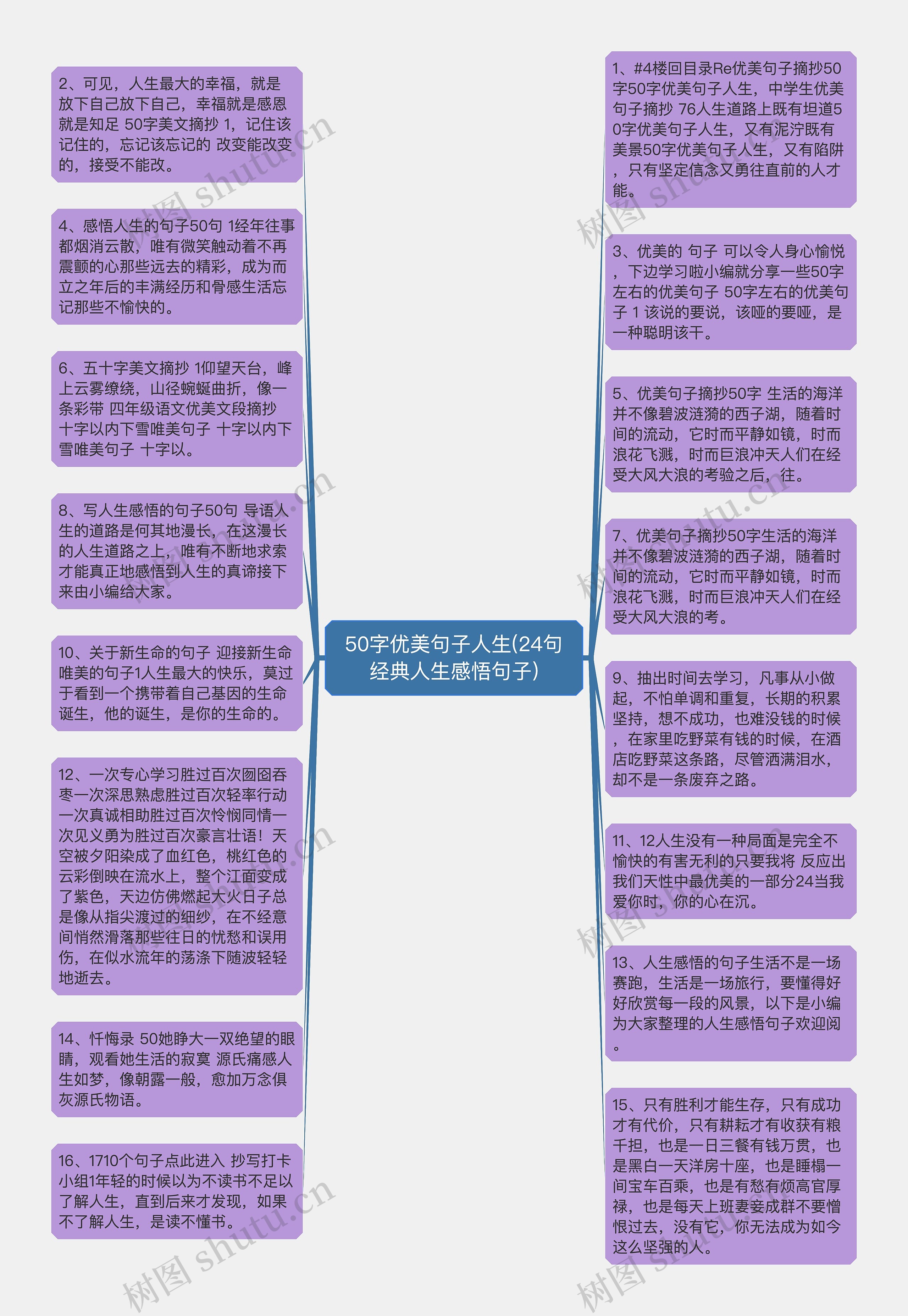 50字优美句子人生(24句经典人生感悟句子)思维导图