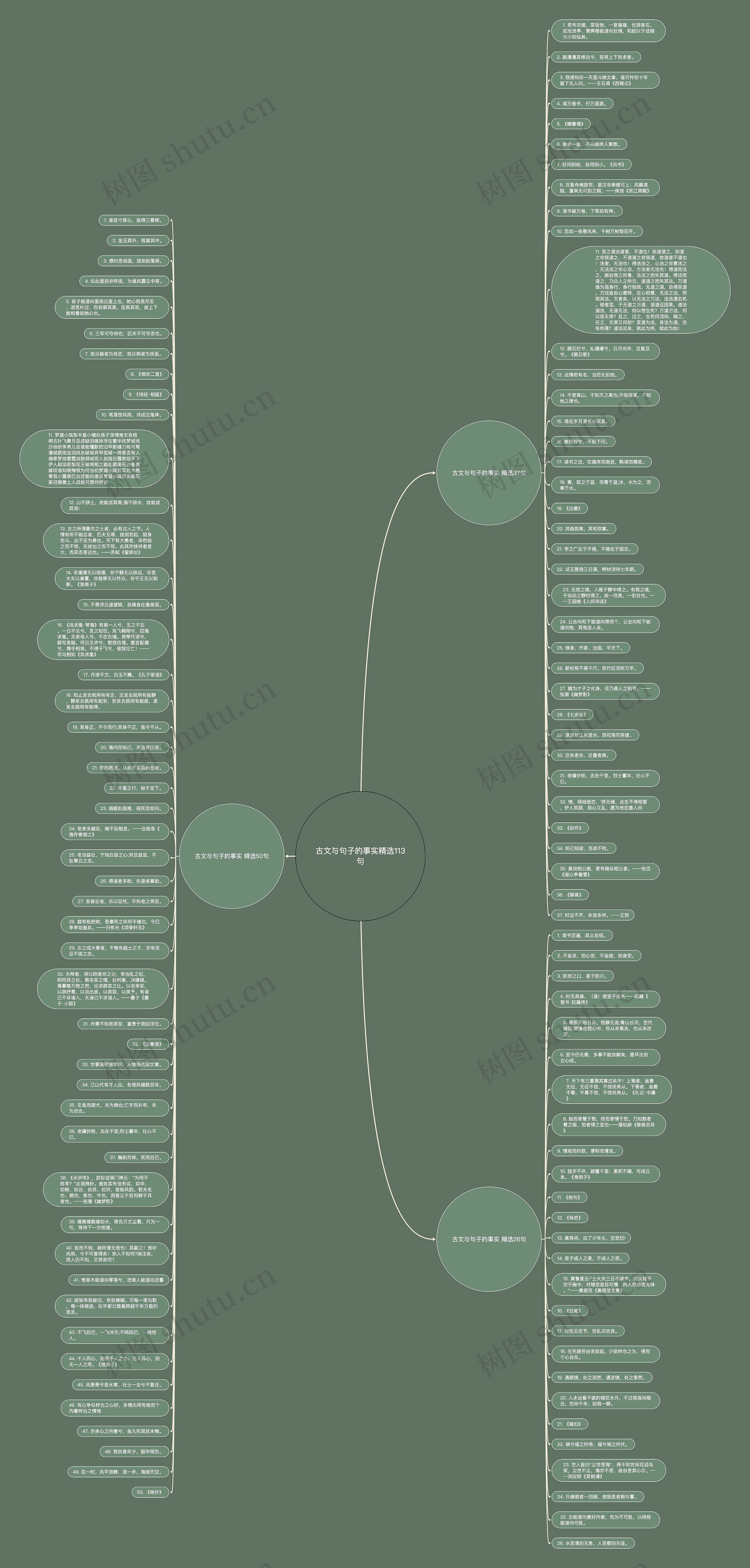 古文与句子的事实精选113句思维导图