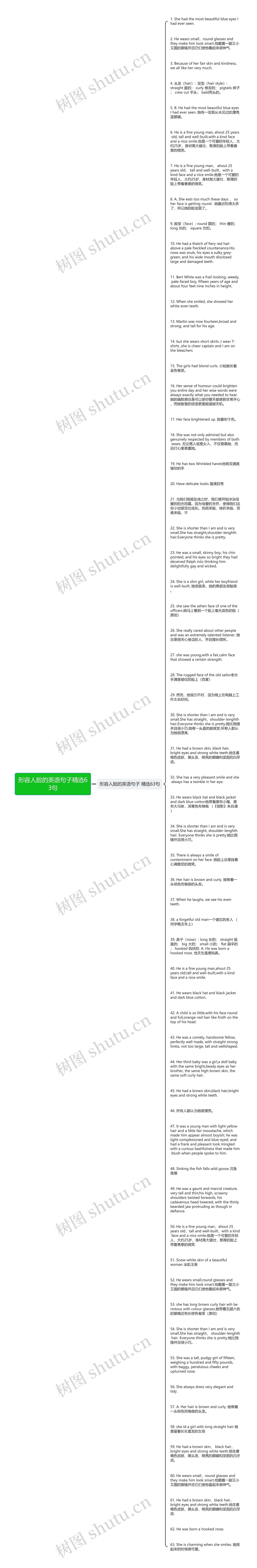 形容人脸的英语句子精选63句思维导图