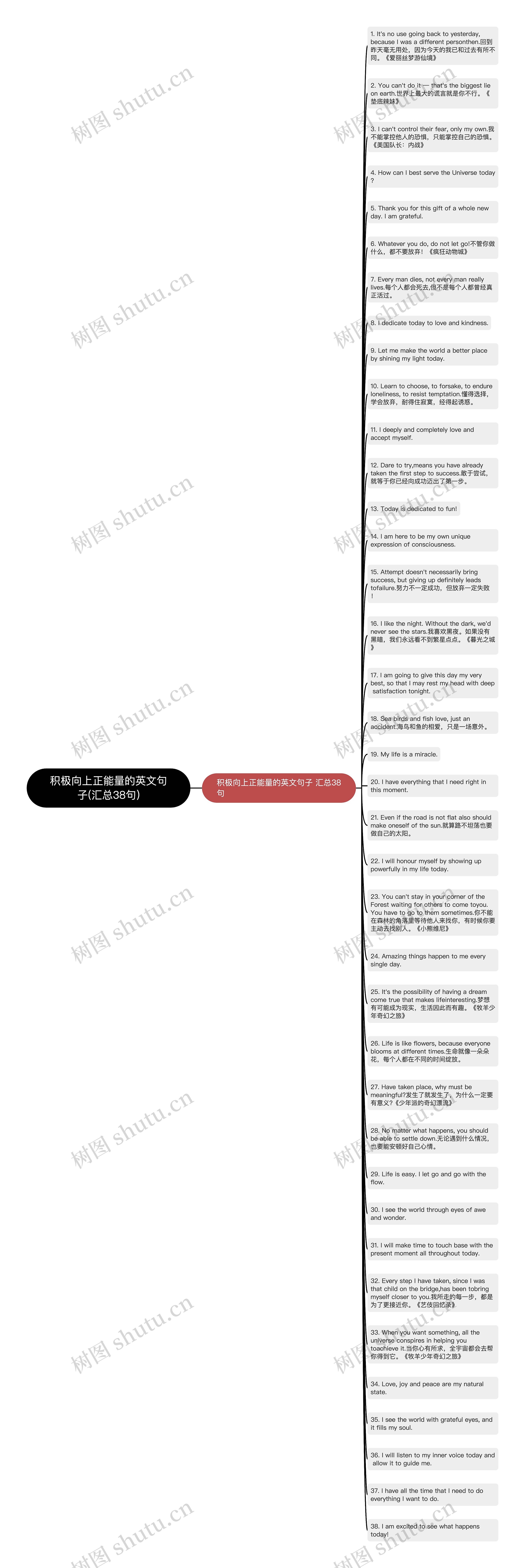 积极向上正能量的英文句子(汇总38句)思维导图