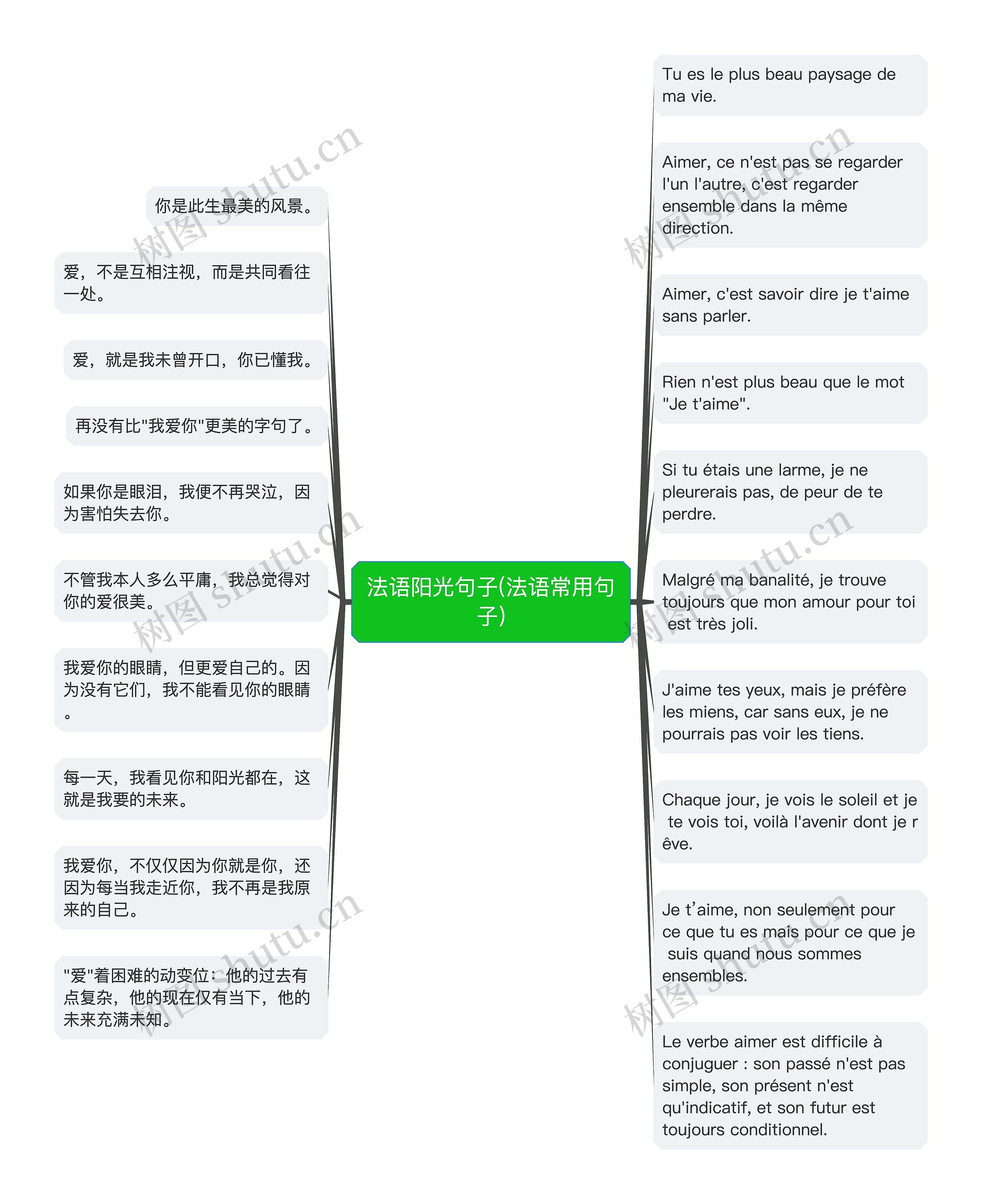 法语阳光句子(法语常用句子)思维导图