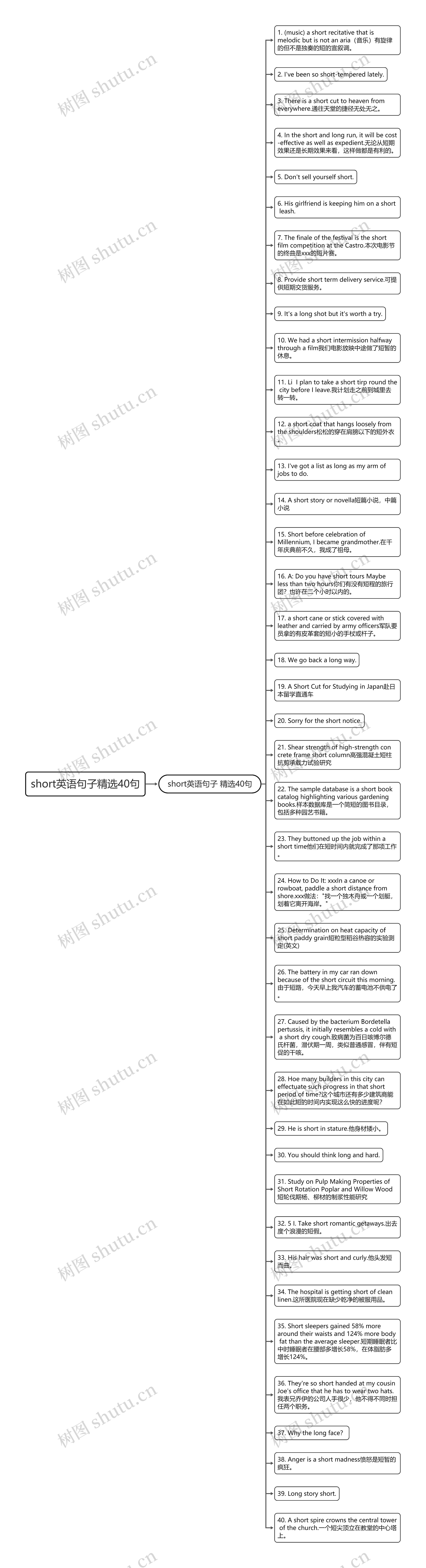 short英语句子精选40句思维导图